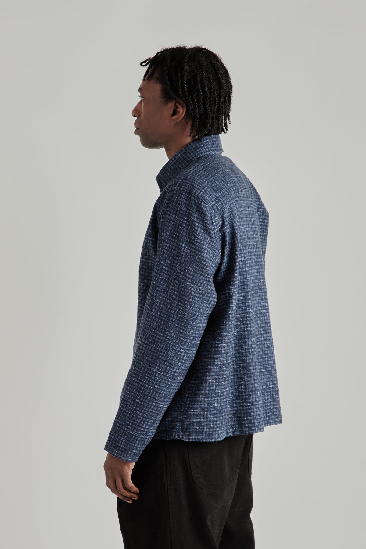 Box Shirt - Wool Checkered Blue