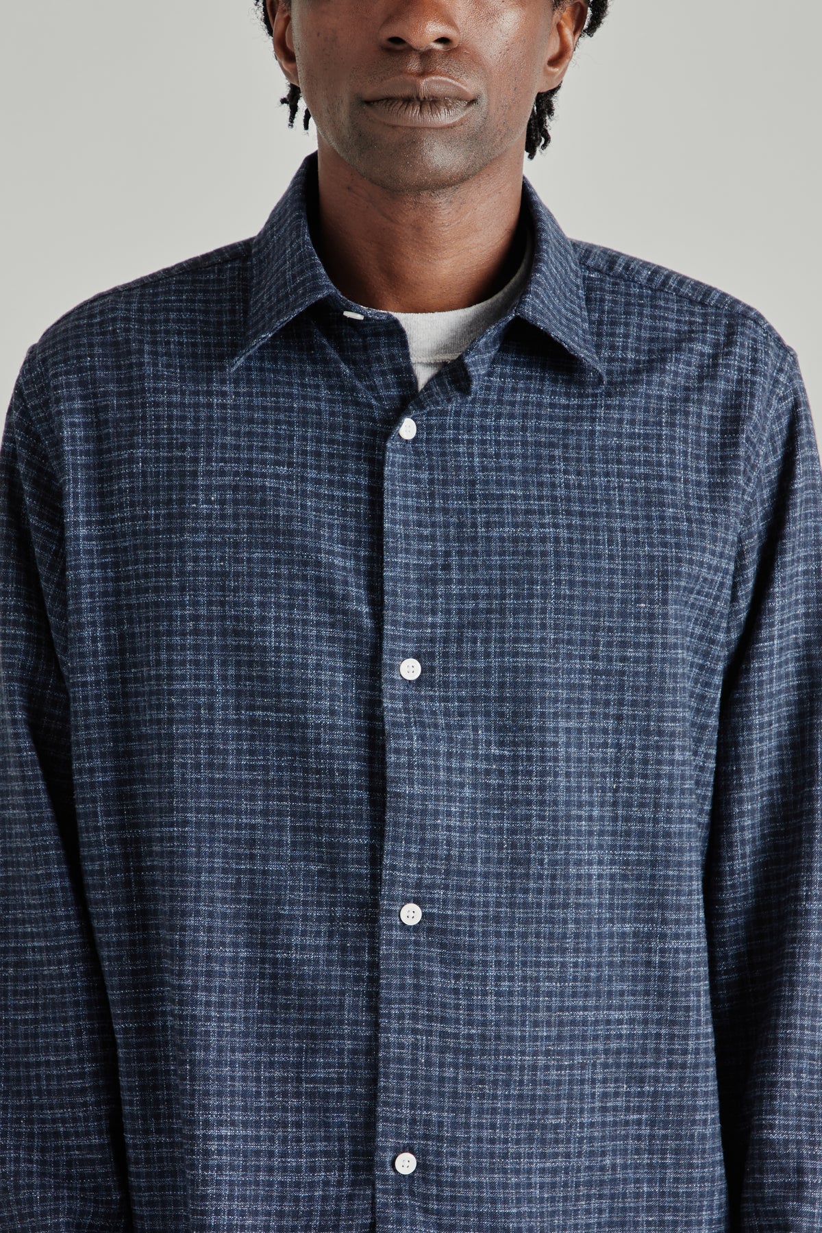 Box Shirt - Wool Checkered Blue