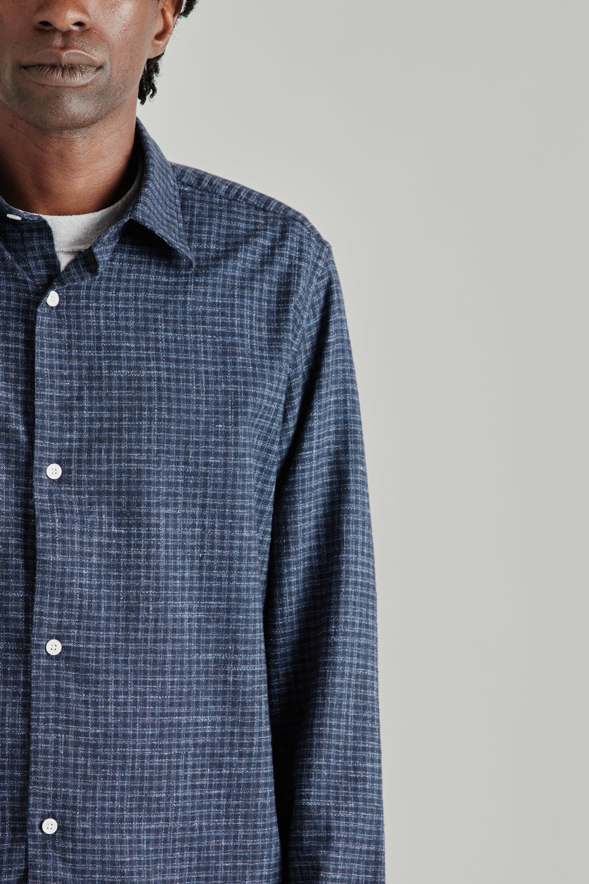 Box Shirt - Wool Checkered Blue