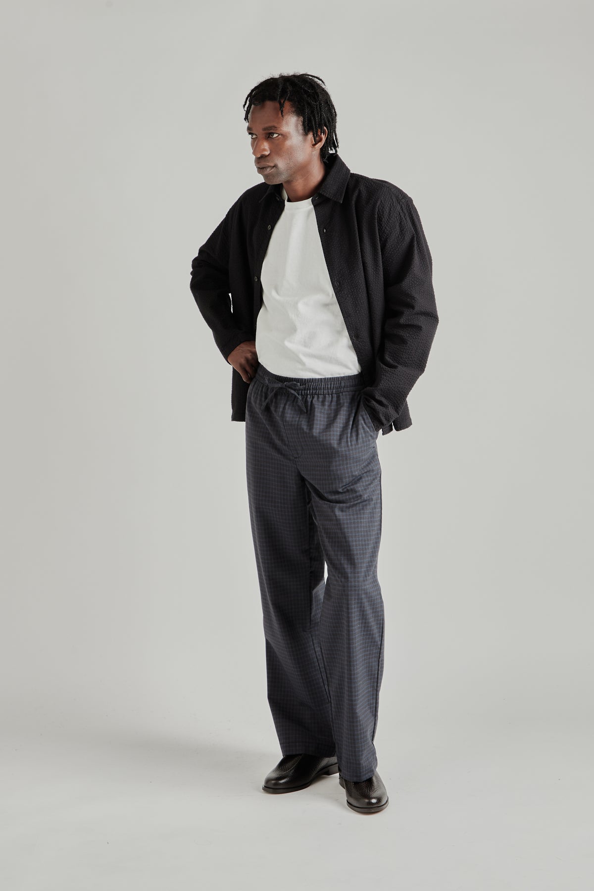 Lounge Pants - Wool Plaid Blue