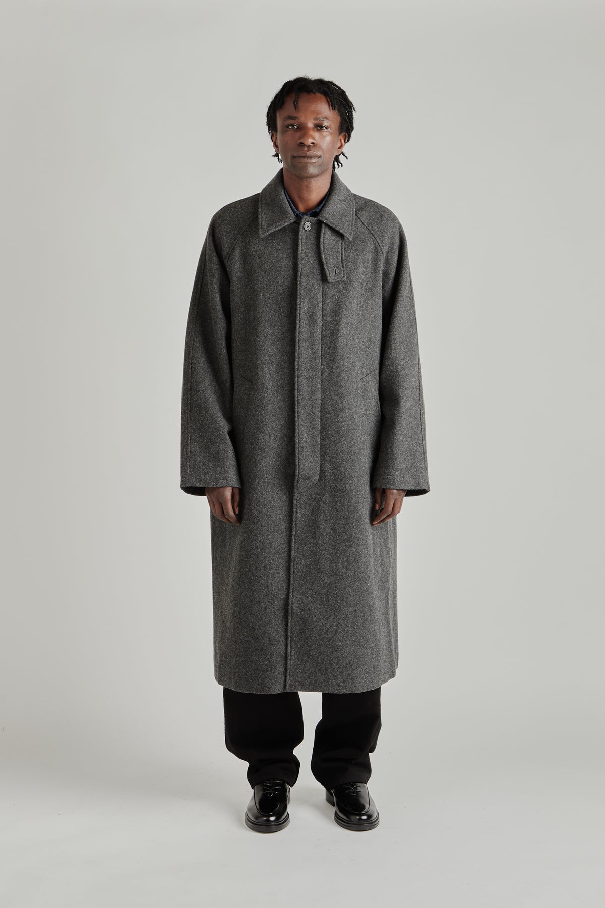 Raglan Top Coat - Wool Grey