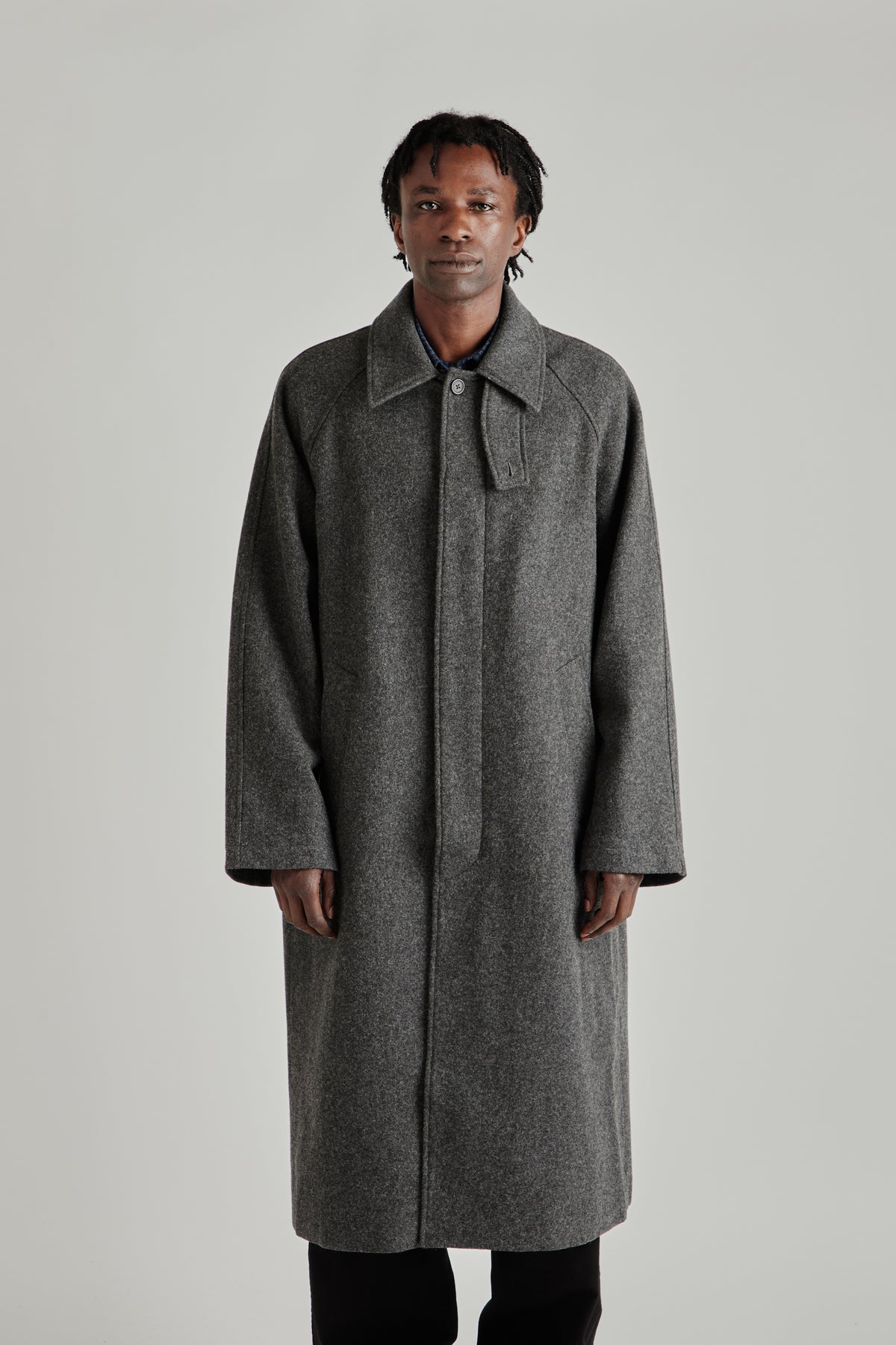 Raglan Top Coat - Wool Grey