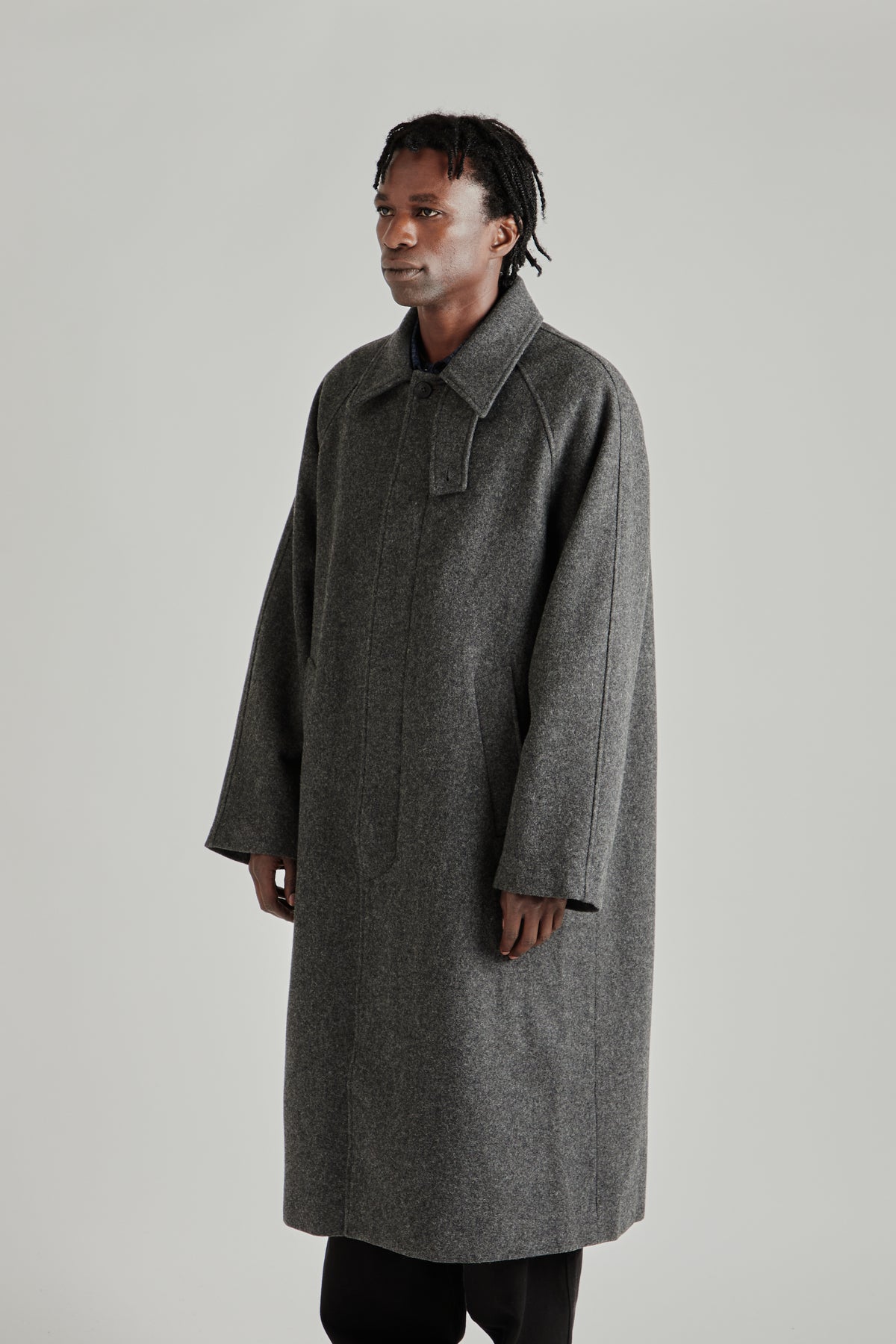 Raglan Top Coat - Wool Grey
