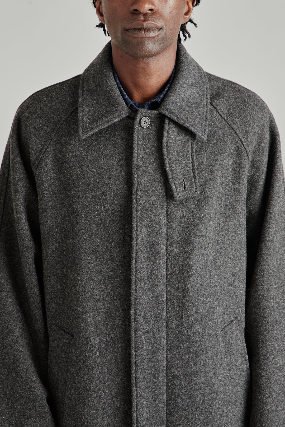 Raglan Top Coat - Wool Grey