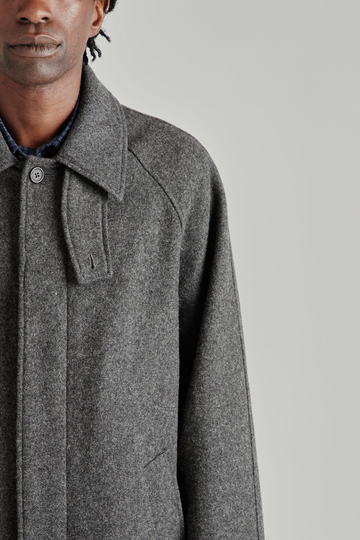 Raglan Top Coat - Wool Grey