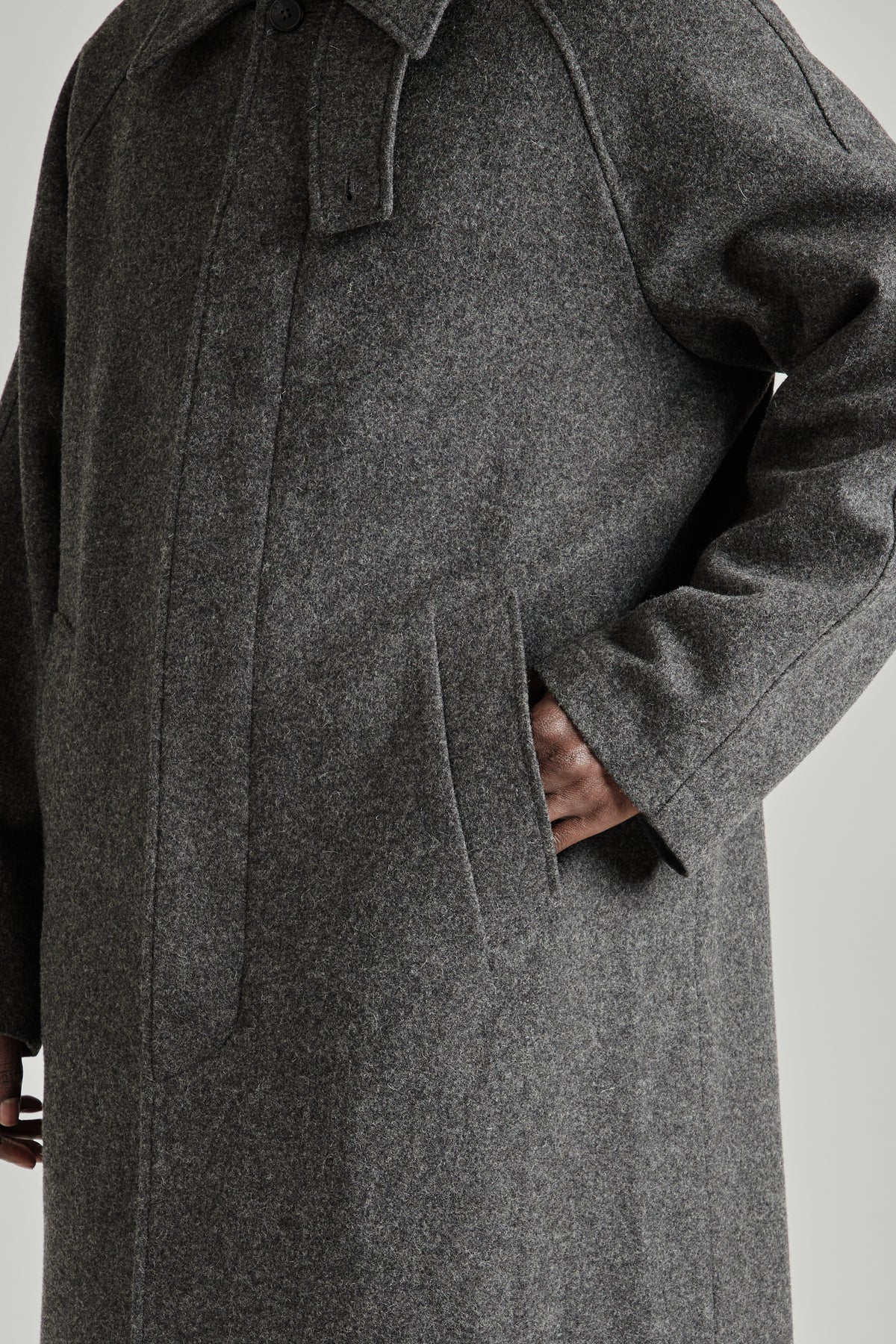 Raglan Top Coat - Wool Grey