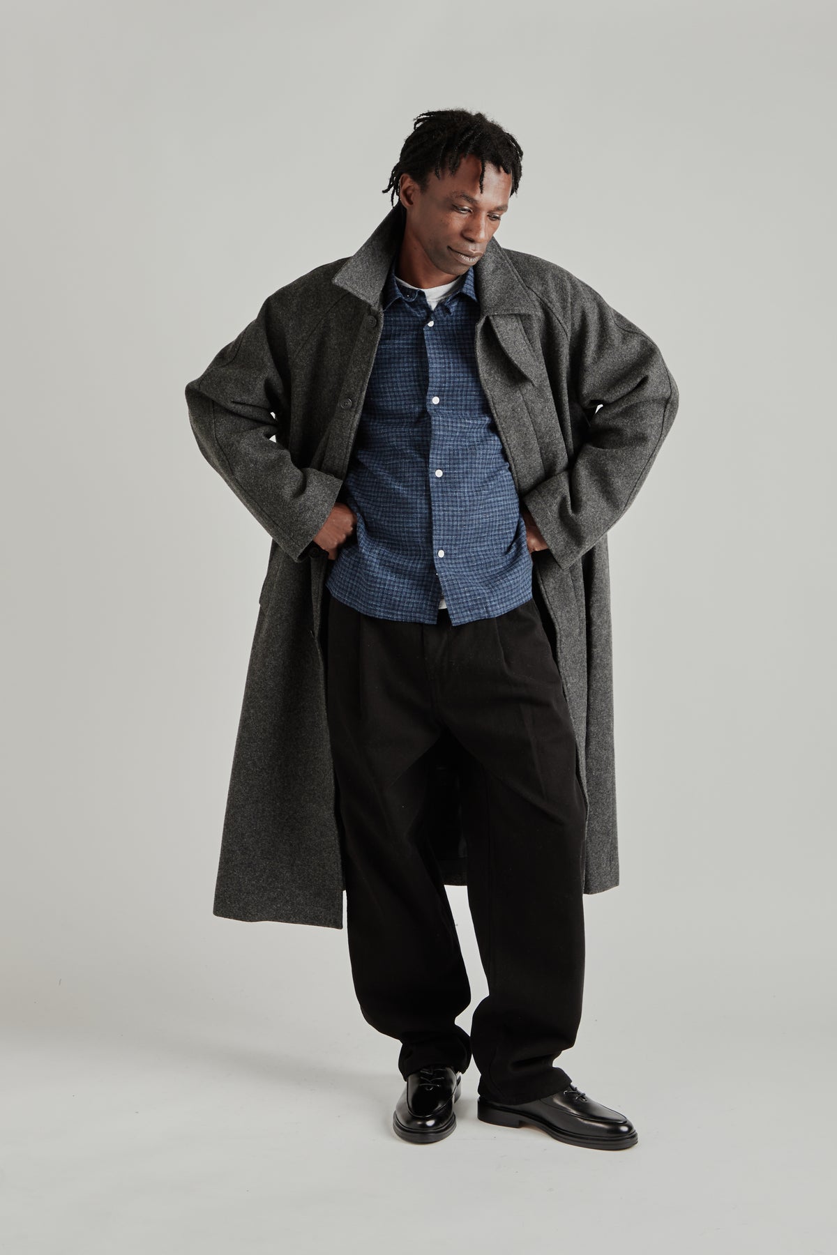Raglan Top Coat - Wool Grey