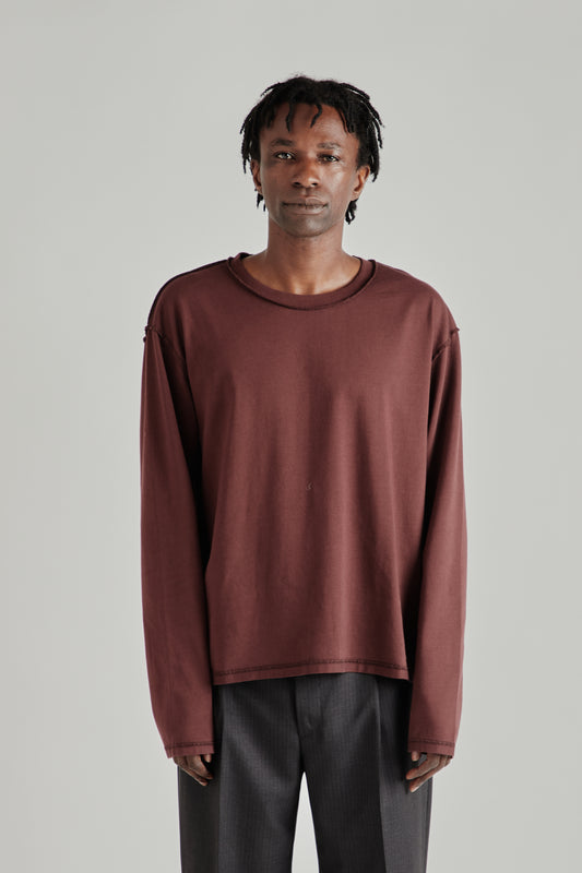 Fairly Normal FW26 Reversed Longsleeve Burgundy0225
