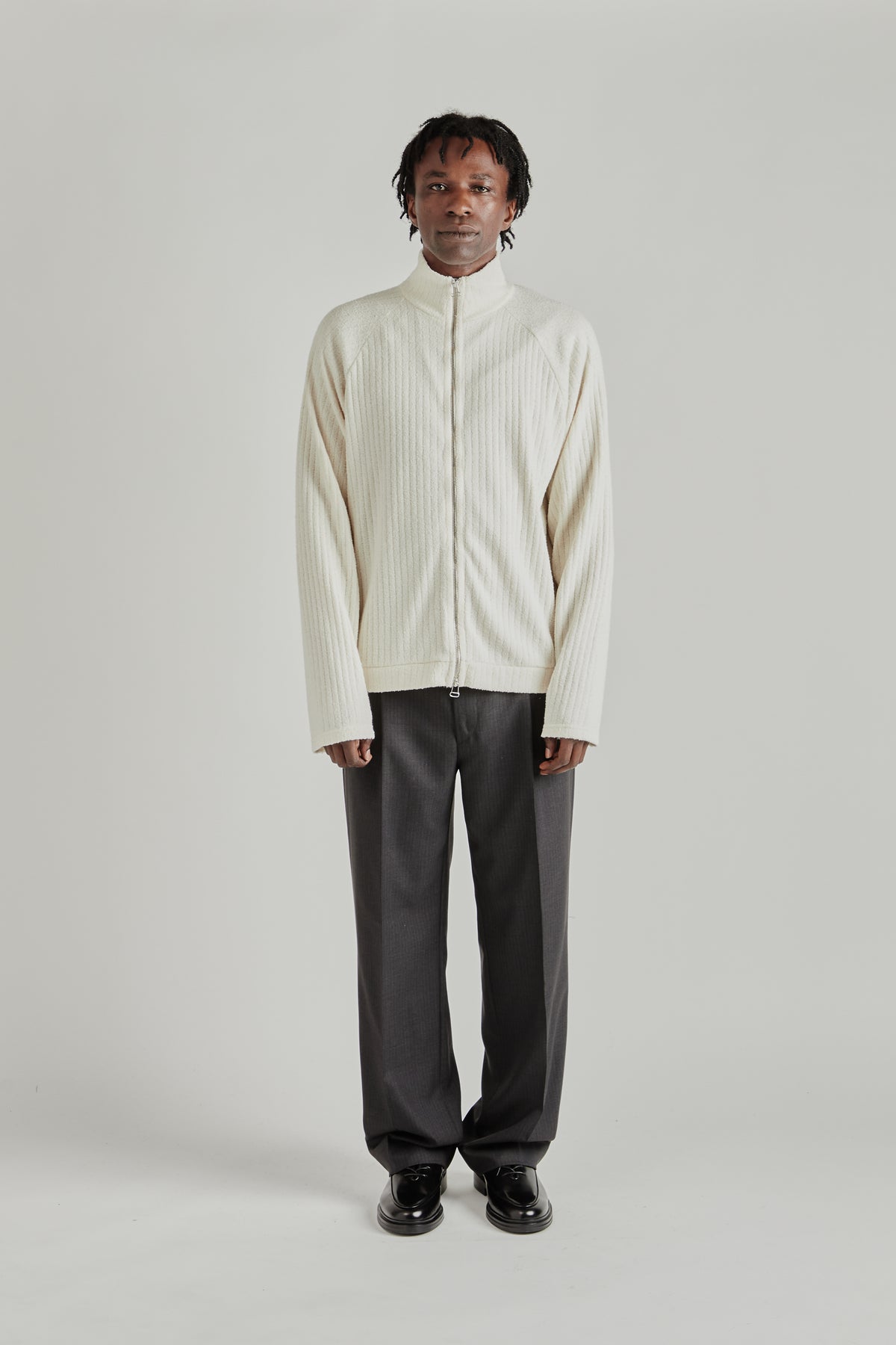 Zip-Up Sweatshirt - Textured Ecru