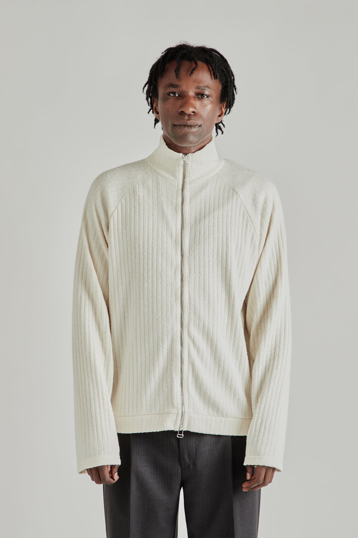 Zip-Up Sweatshirt - Textured Ecru