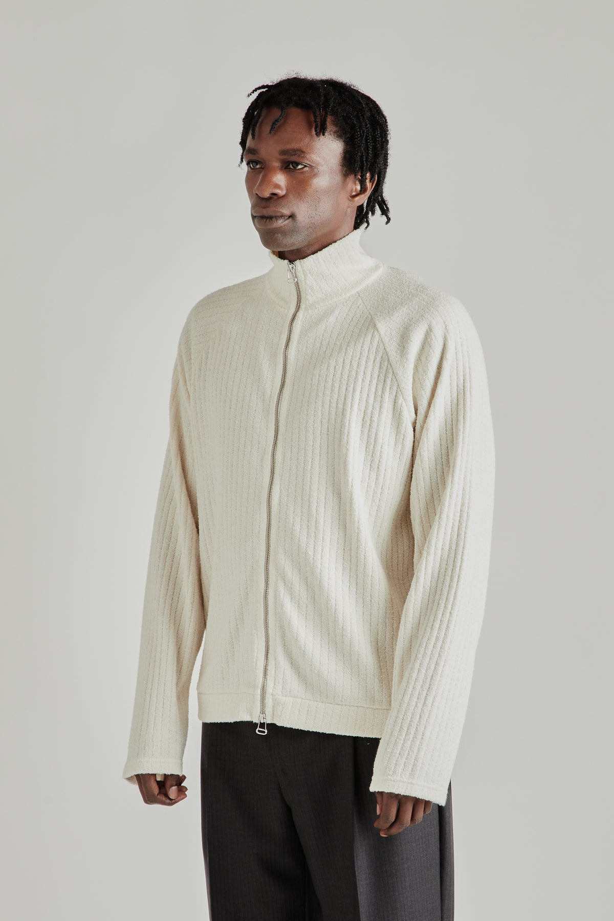 Zip-Up Sweatshirt - Textured Ecru