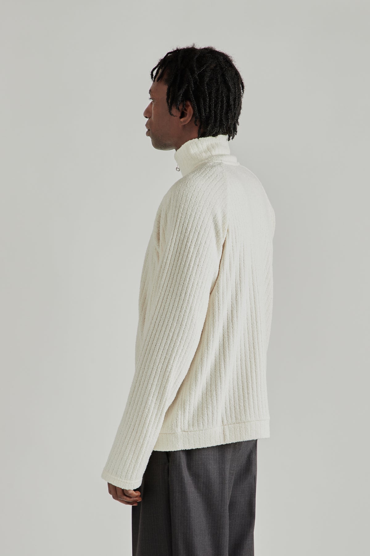 Zip-Up Sweatshirt - Textured Ecru