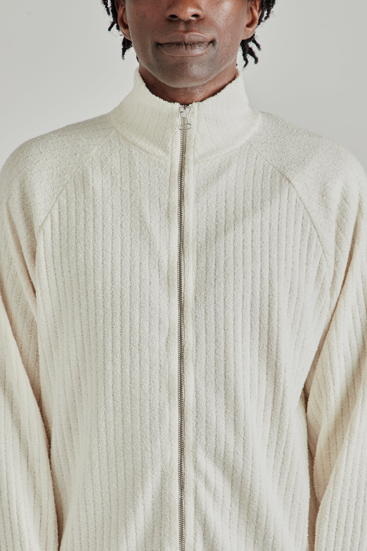 Zip-Up Sweatshirt - Textured Ecru