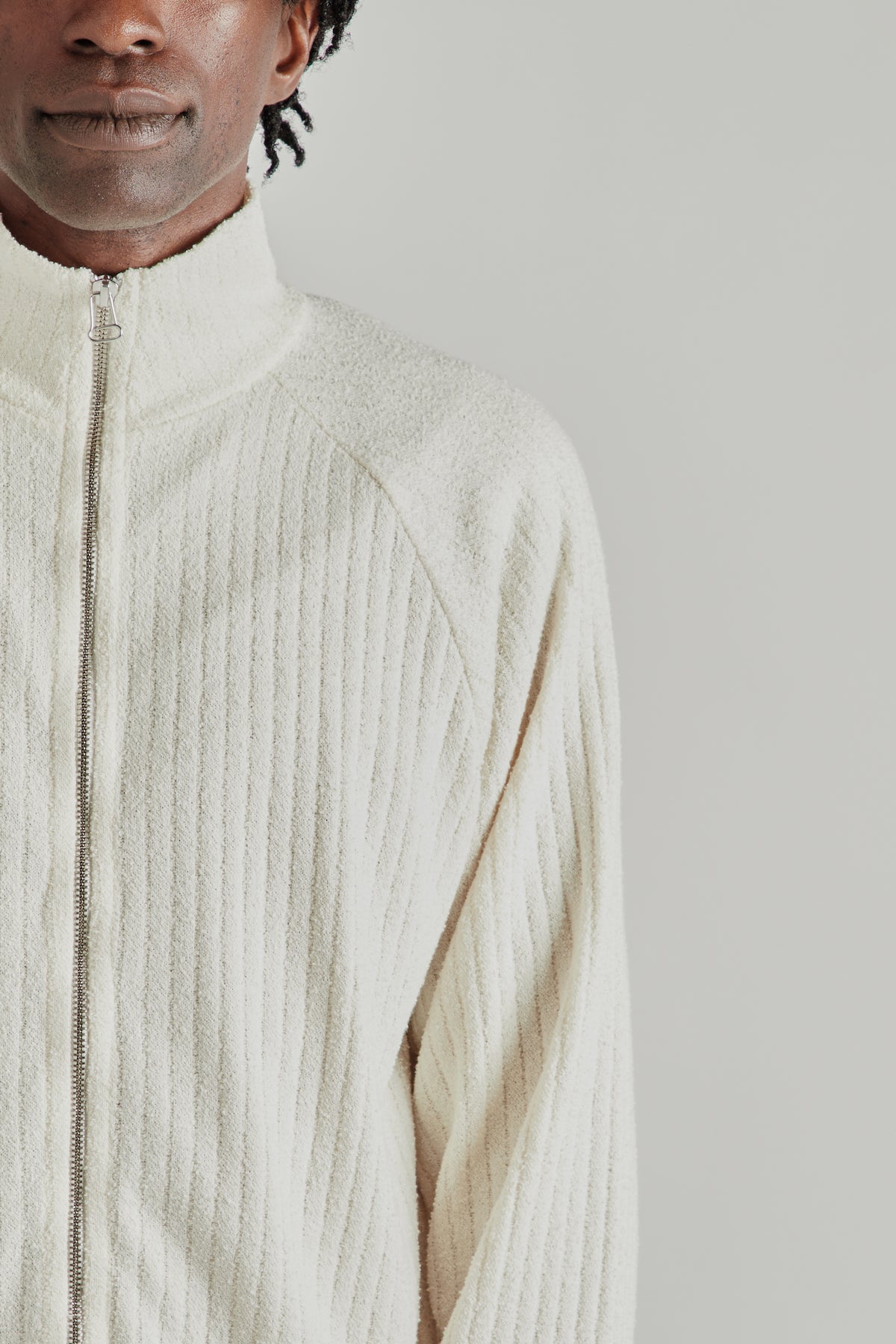 Zip-Up Sweatshirt - Textured Ecru