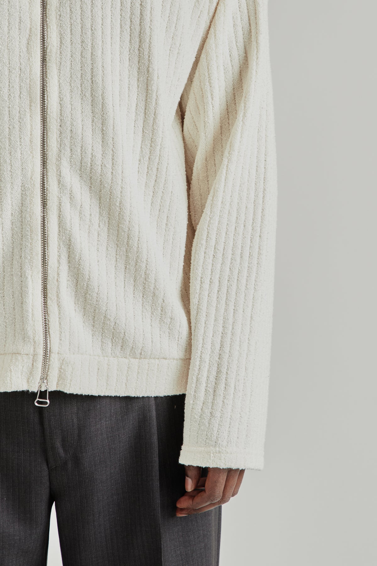 Zip-Up Sweatshirt - Textured Ecru