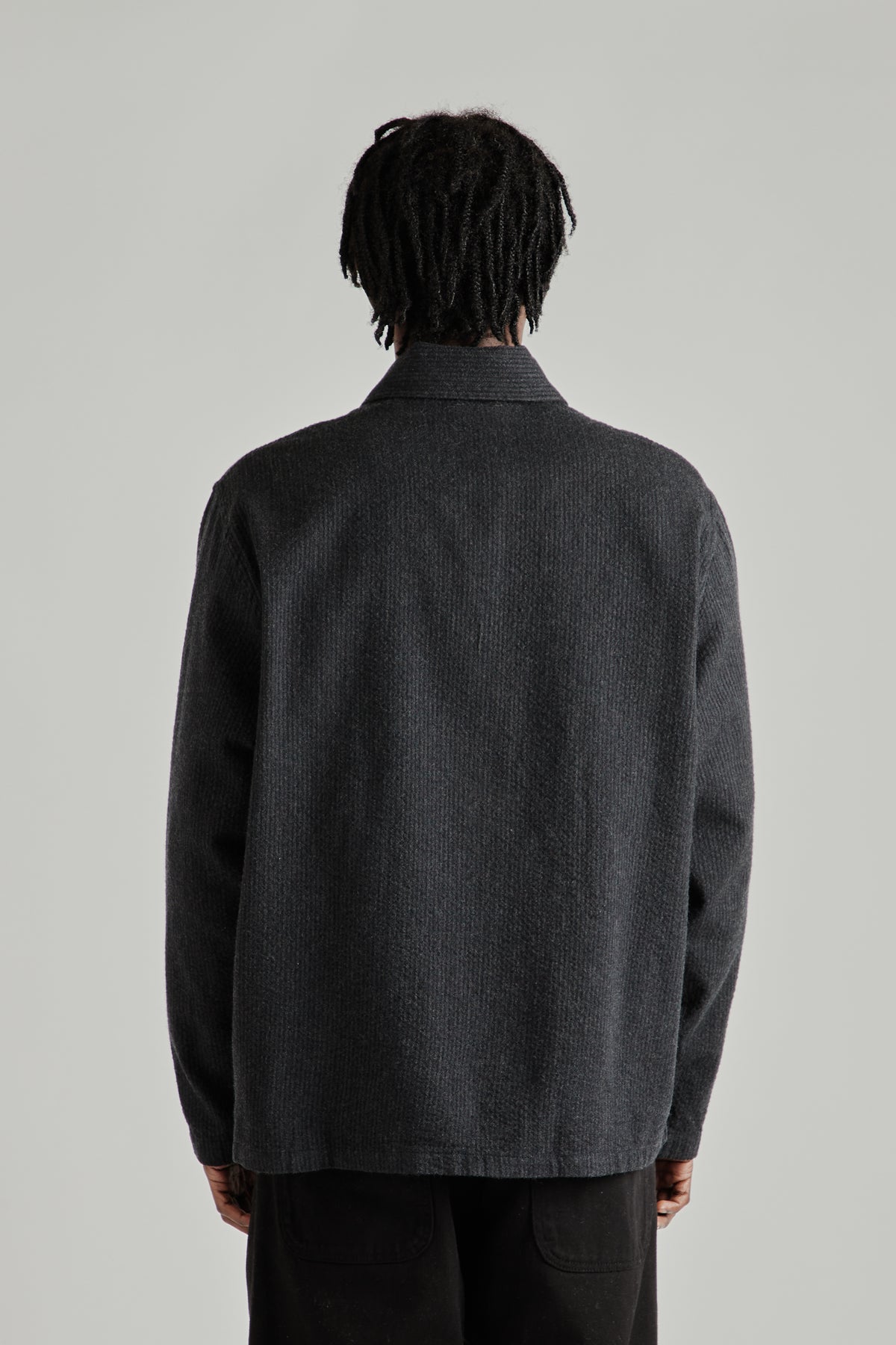 Zipper Shirt Wool Textured - Black