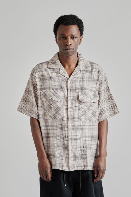Fairly Normal SS25 Camp Shirt Seersucker Pink 2