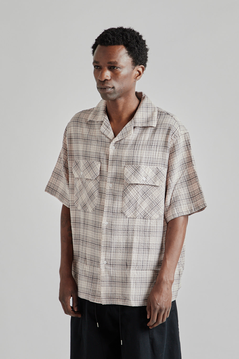 Fairly Normal SS25 Camp Shirt Seersucker Pink 3