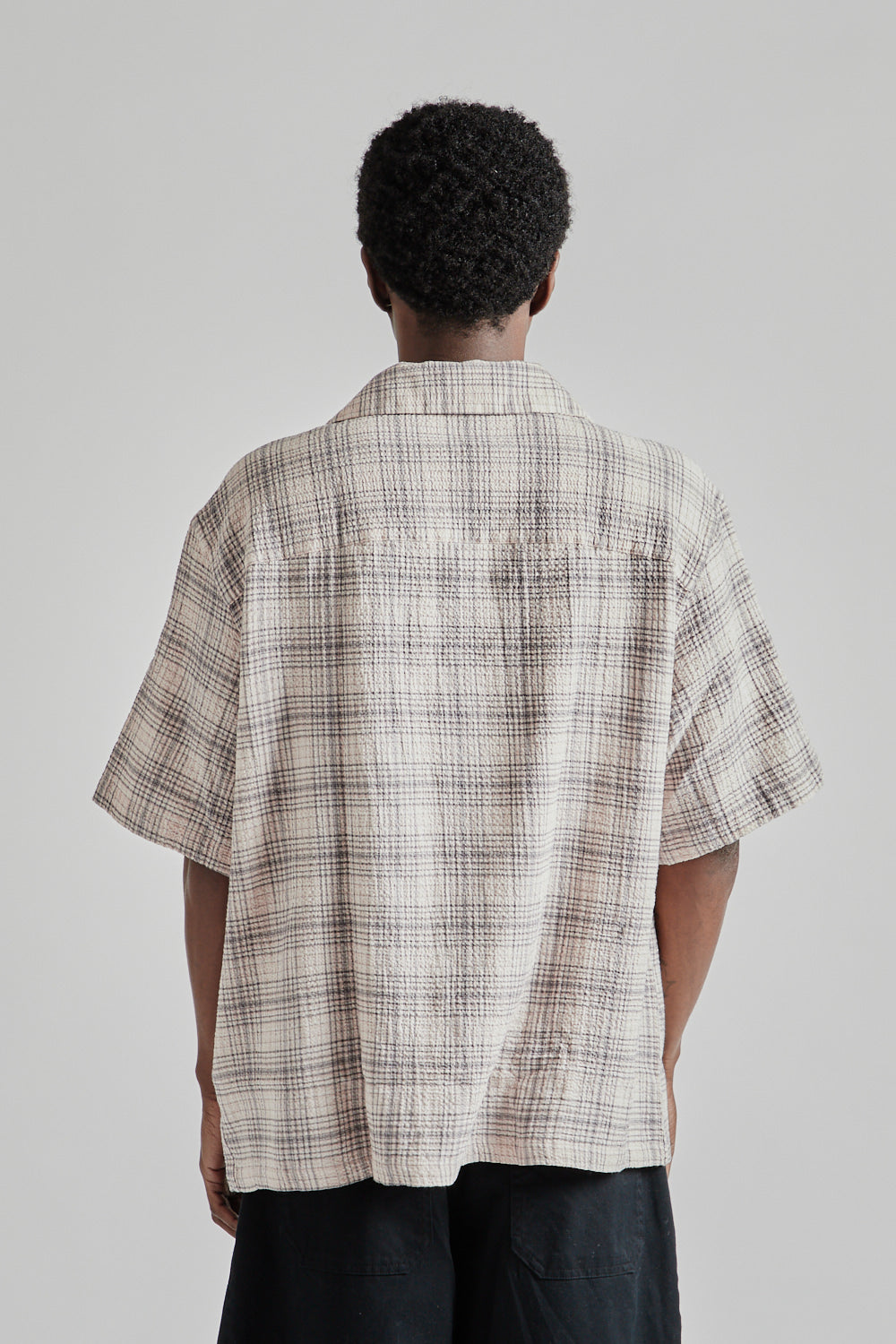 Fairly Normal SS25 Camp Shirt Seersucker Pink 5
