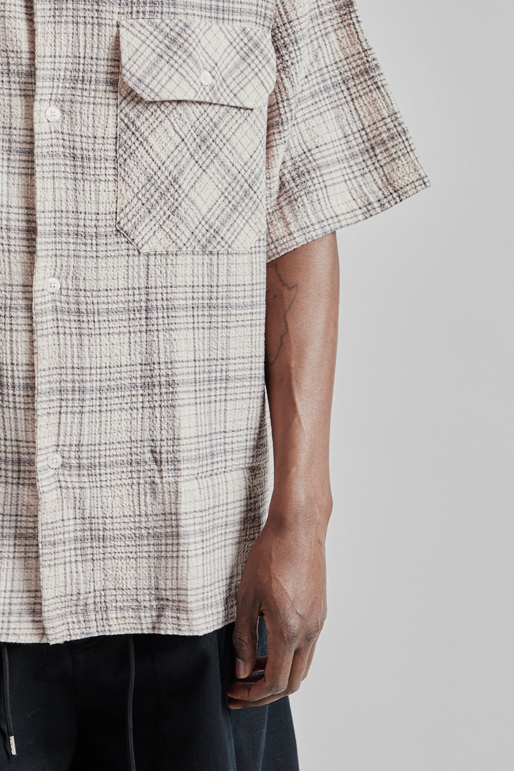 Fairly Normal SS25 Camp Shirt Seersucker Pink 8