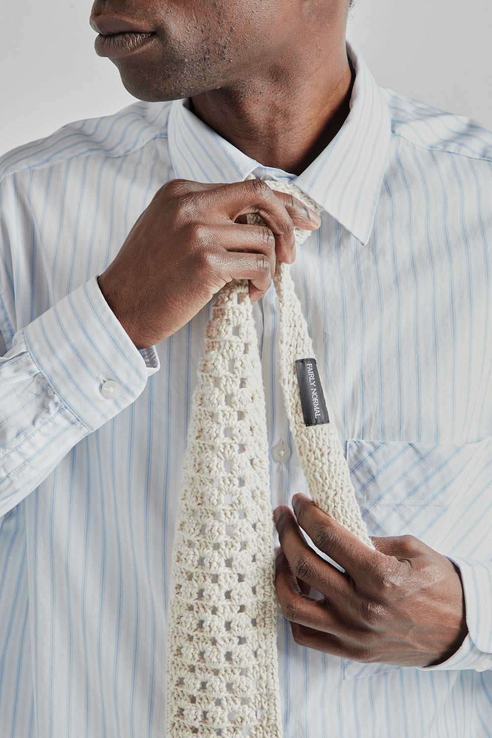 Fairly Normal SS25 Knitted Tie Pearl 6