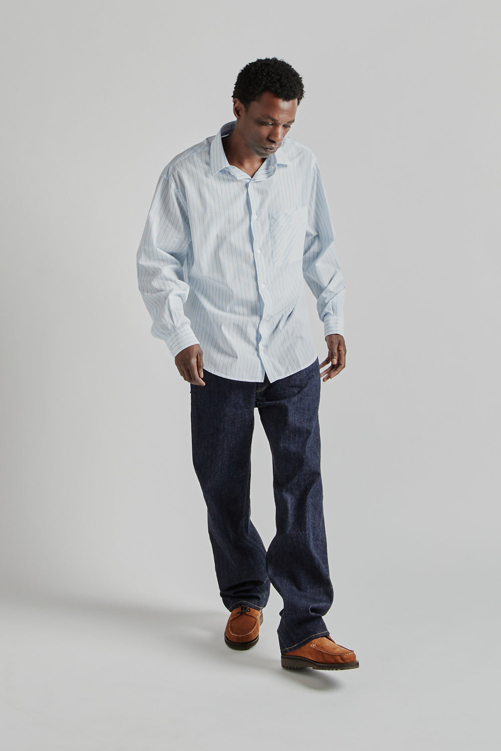 Fairly Normal SS25 Oversized Shirt Poplin Blue Stripes 10