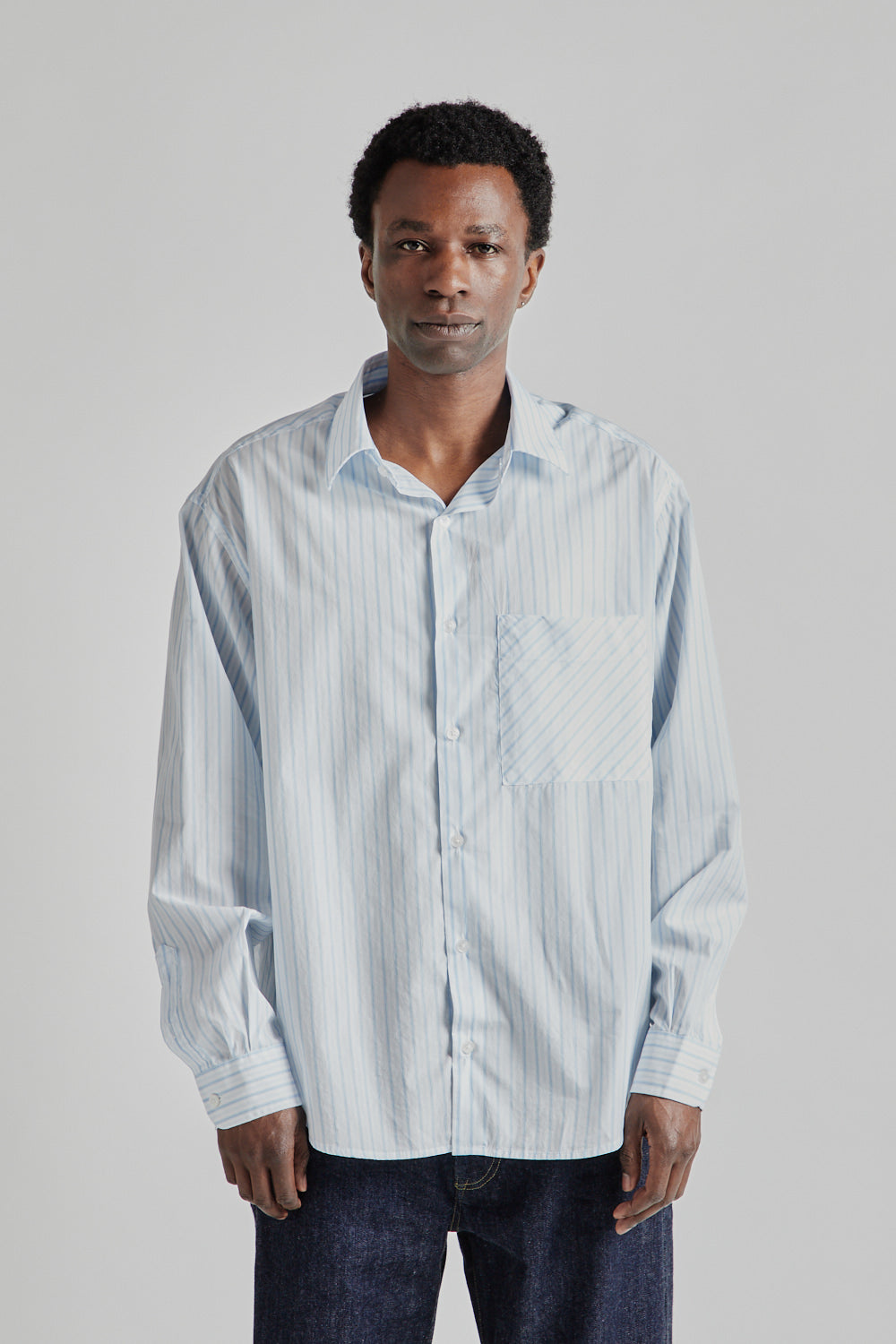 Fairly Normal SS25 Oversized Shirt Poplin Blue Stripes 2