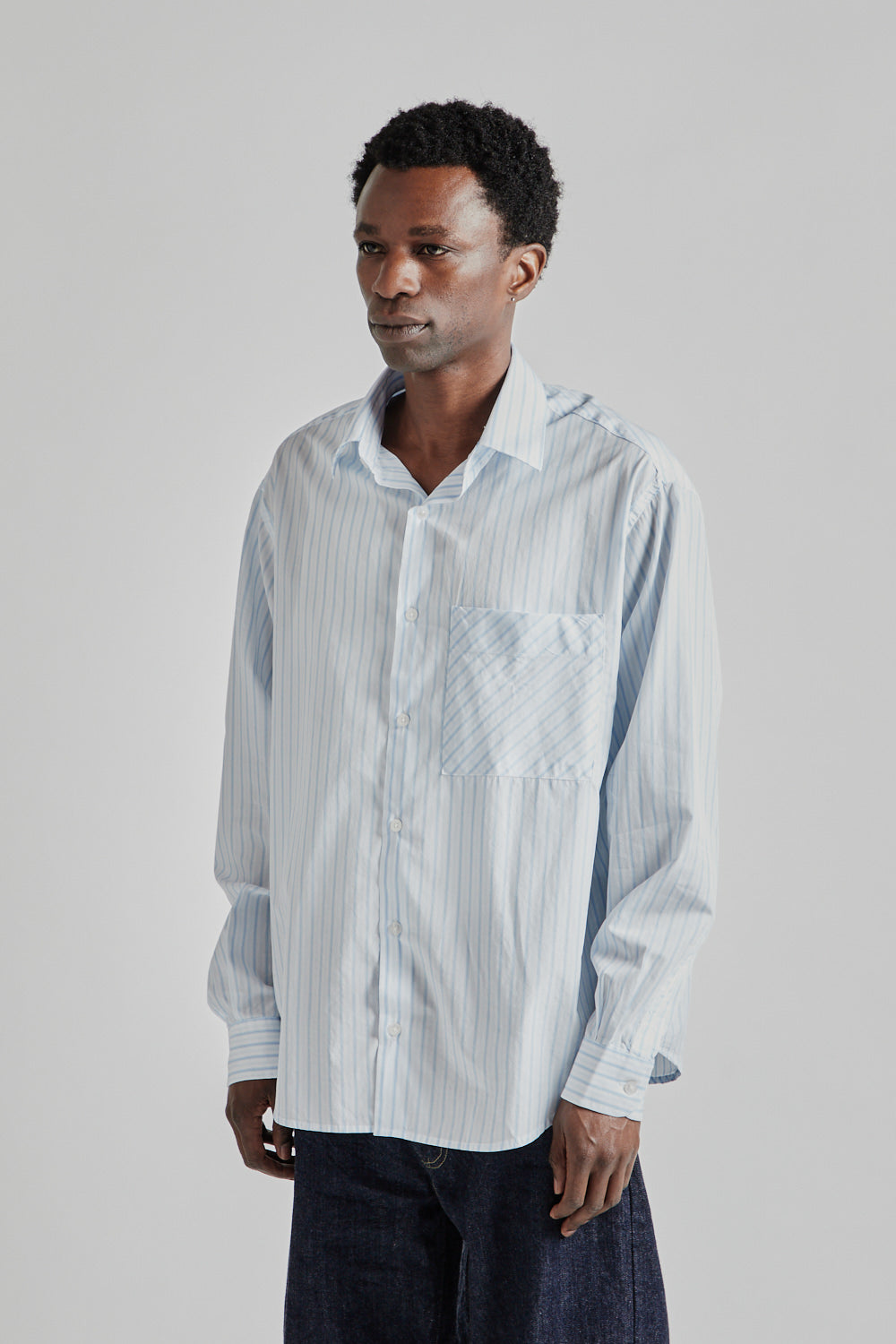 Fairly Normal SS25 Oversized Shirt Poplin Blue Stripes 3