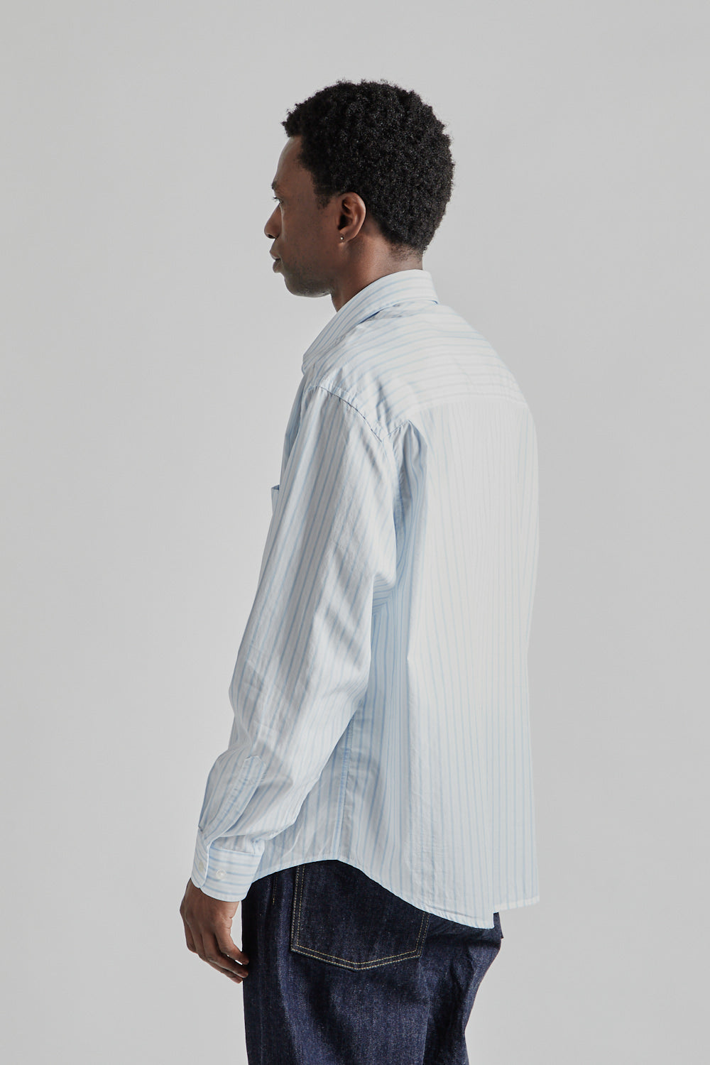 Fairly Normal SS25 Oversized Shirt Poplin Blue Stripes 4