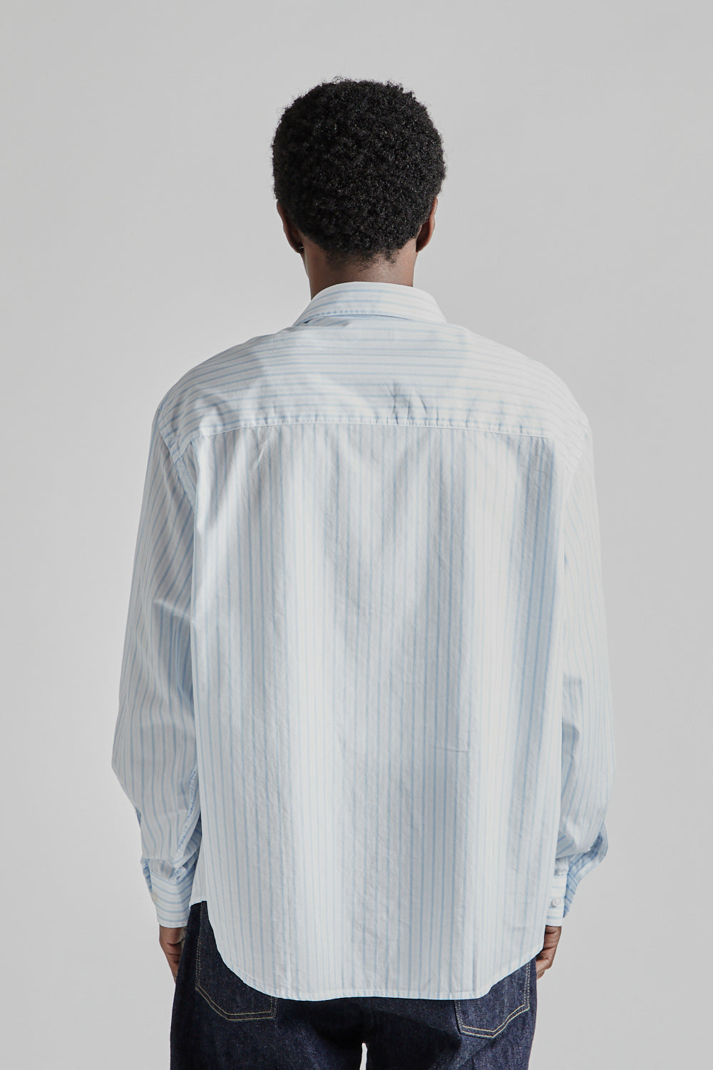 Fairly Normal SS25 Oversized Shirt Poplin Blue Stripes 5