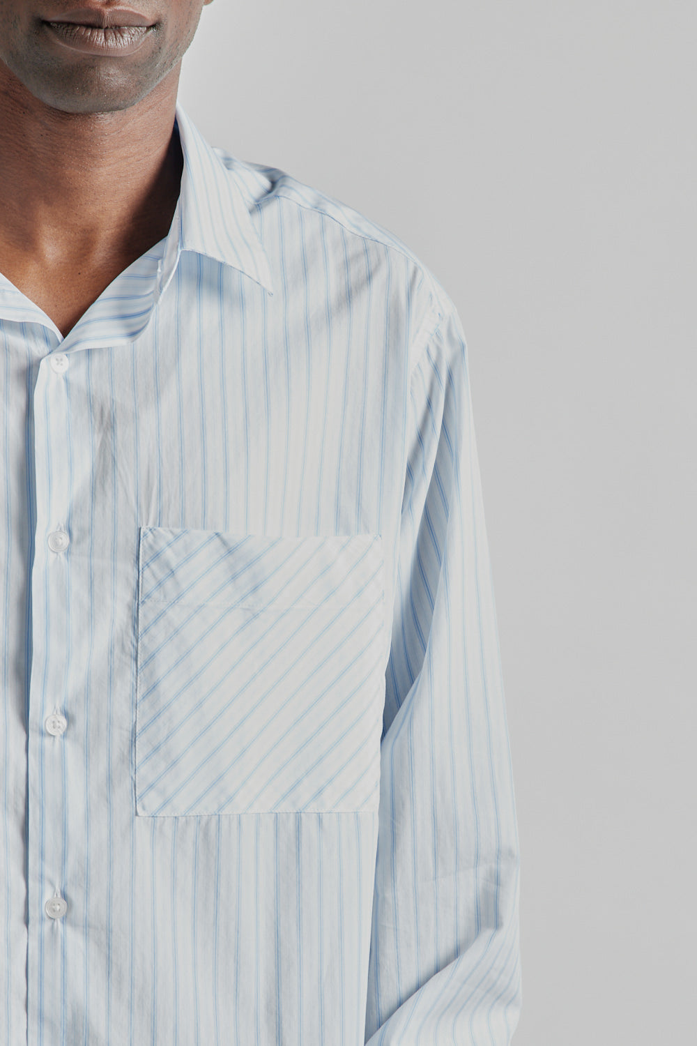 Fairly Normal SS25 Oversized Shirt Poplin Blue Stripes 7