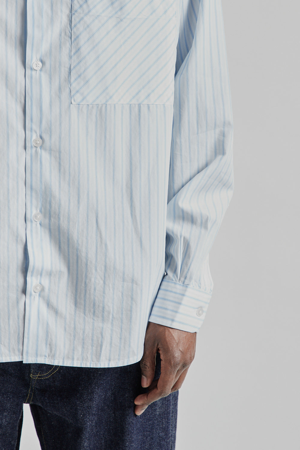 Fairly Normal SS25 Oversized Shirt Poplin Blue Stripes 8