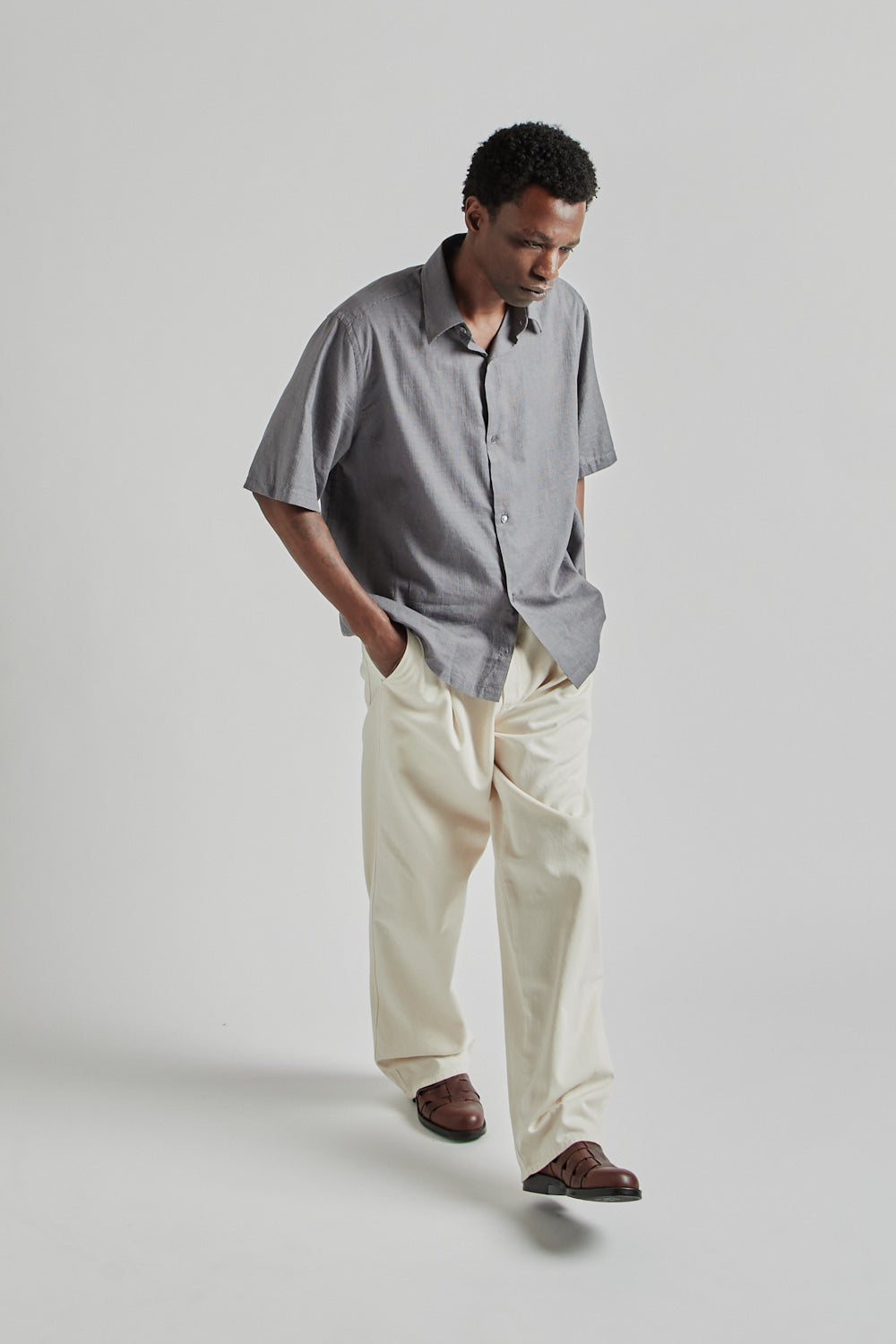 Fairly Normal SS25 Short Sleeve Shirt Black Check 010