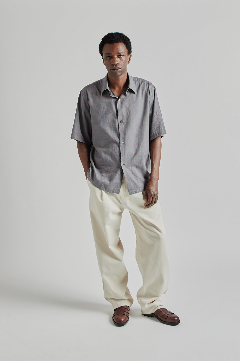 Fairly Normal SS25 Short Sleeve Shirt Black Check 08