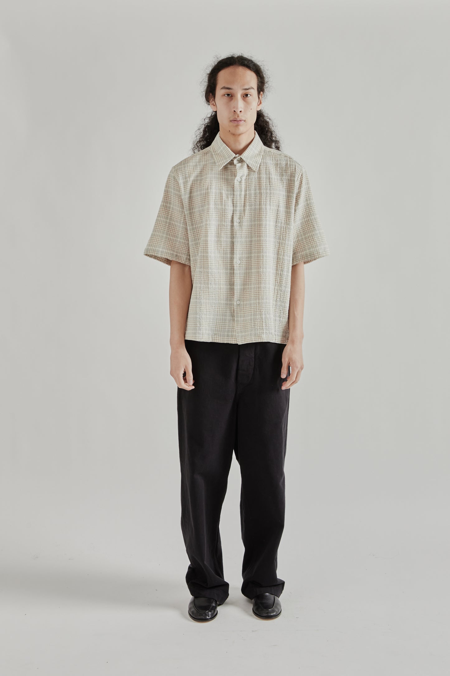 Fairly Normal SS26 Camp Shirt Plaid Sand1419
