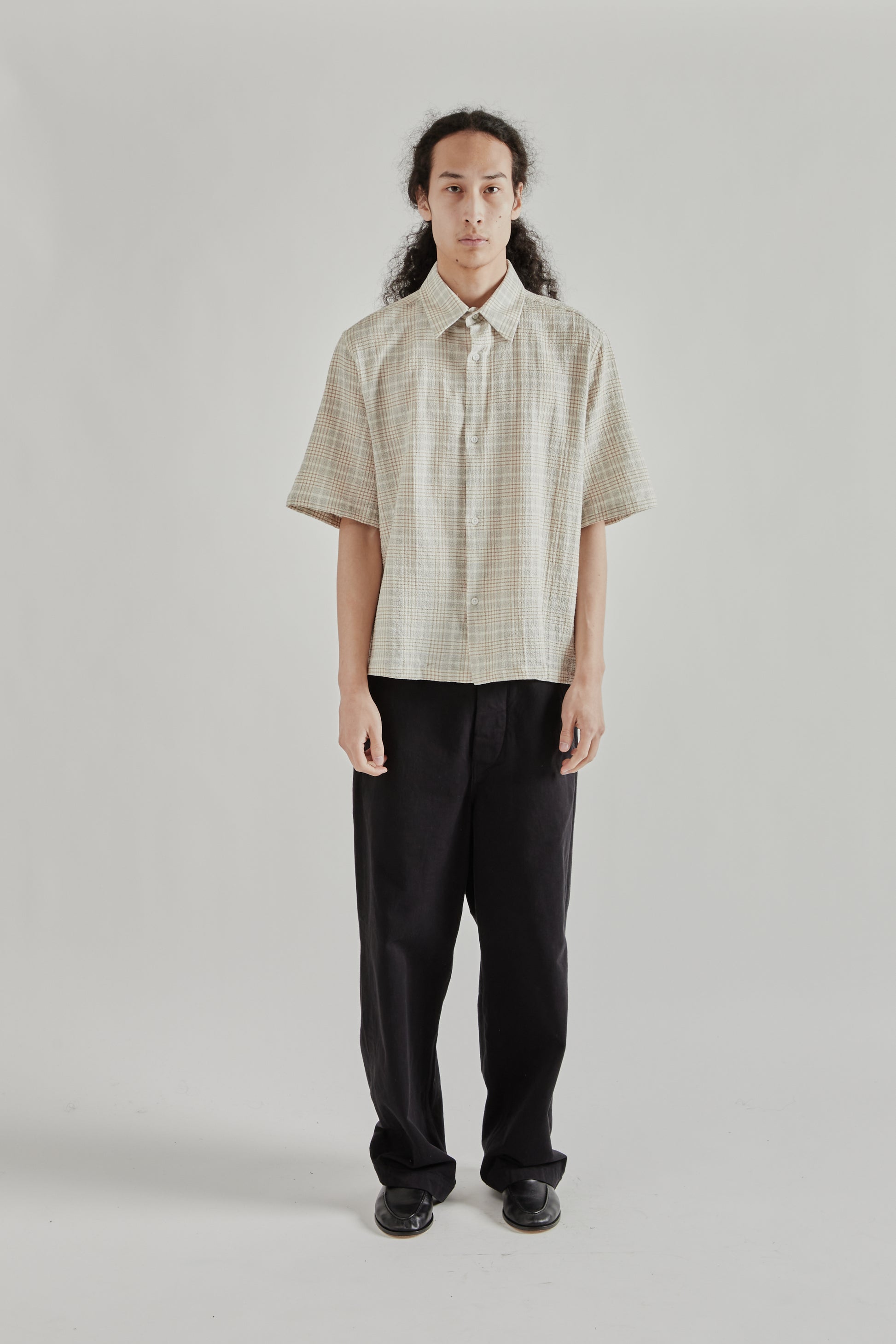 Fairly Normal SS26 Camp Shirt Plaid Sand1419