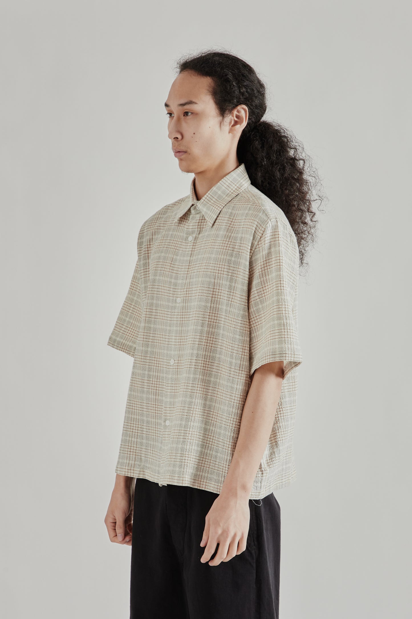 Fairly Normal SS26 Camp Shirt Plaid Sand1423