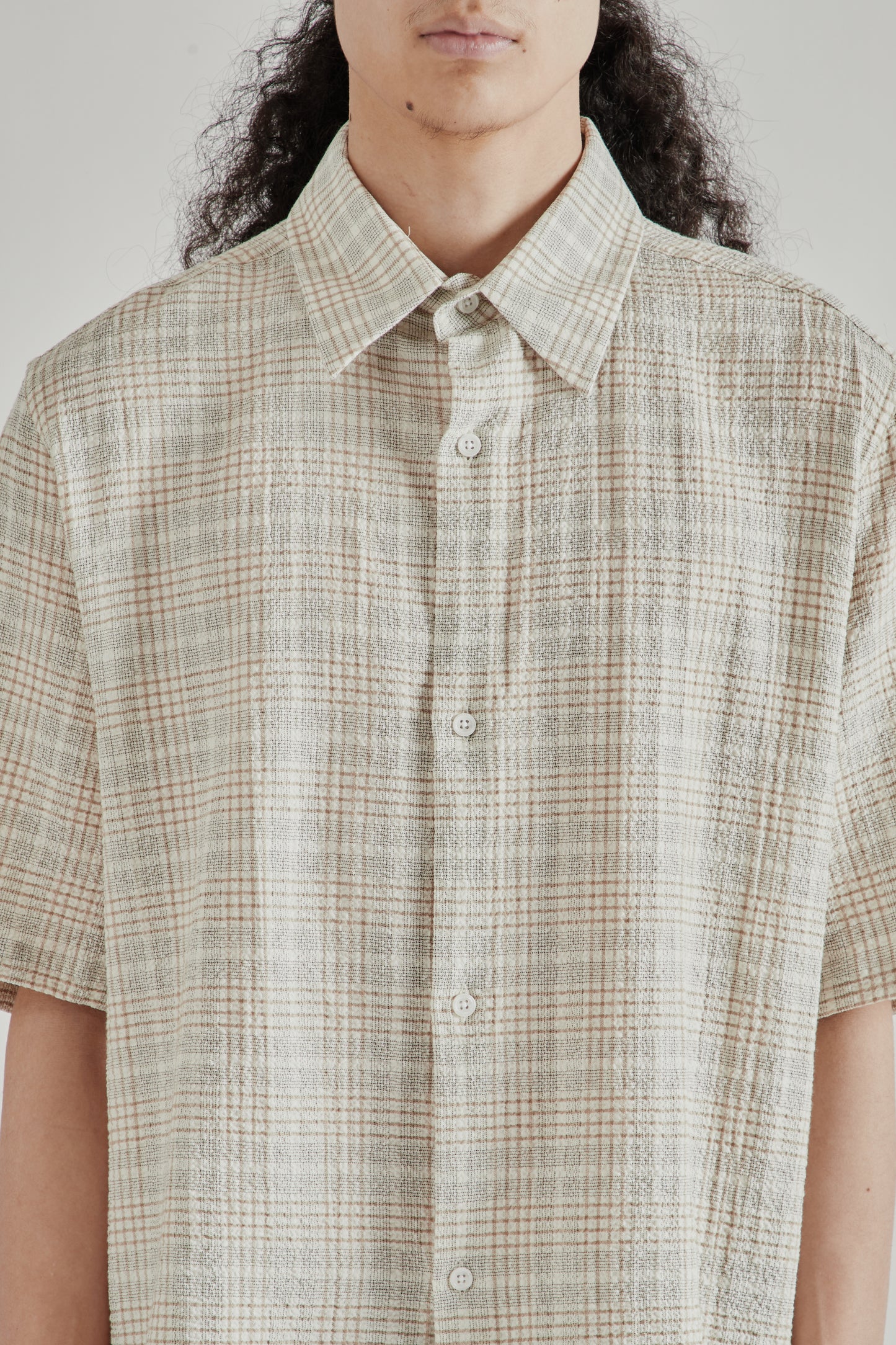 Fairly Normal SS26 Camp Shirt Plaid Sand1440