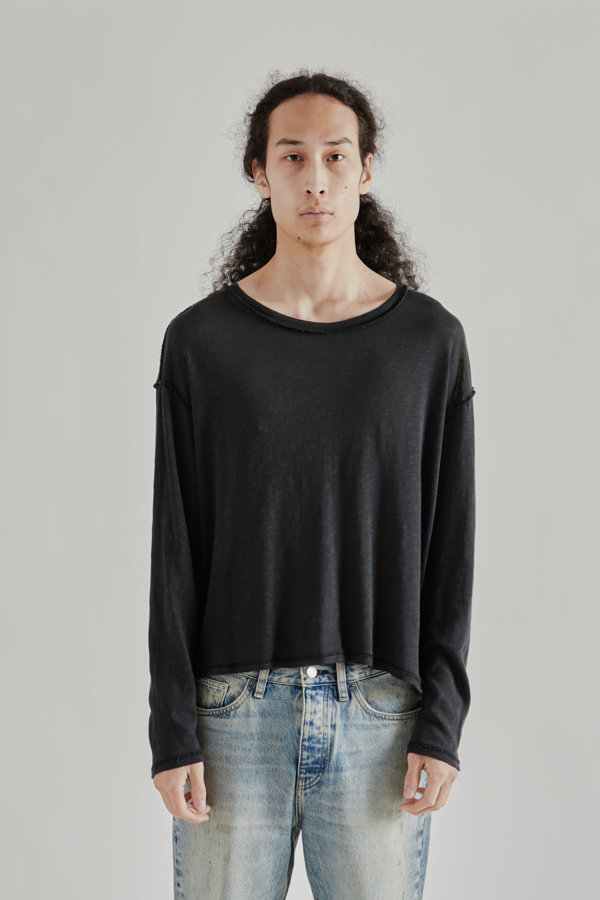 Fairly Normal SS26 Lightweight Long Sleeve Washed Black2