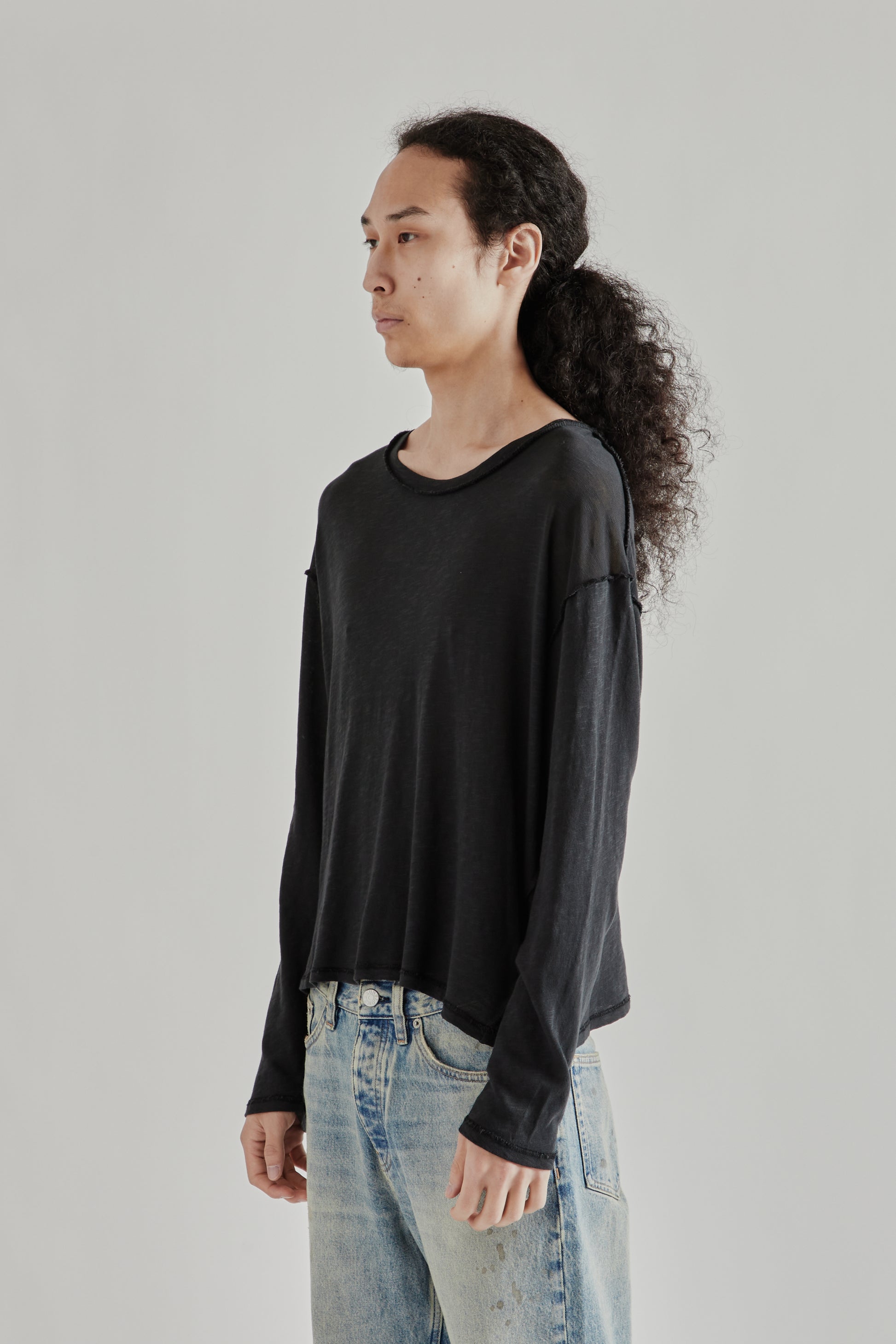 Fairly Normal SS26 Lightweight Long Sleeve Washed Black3