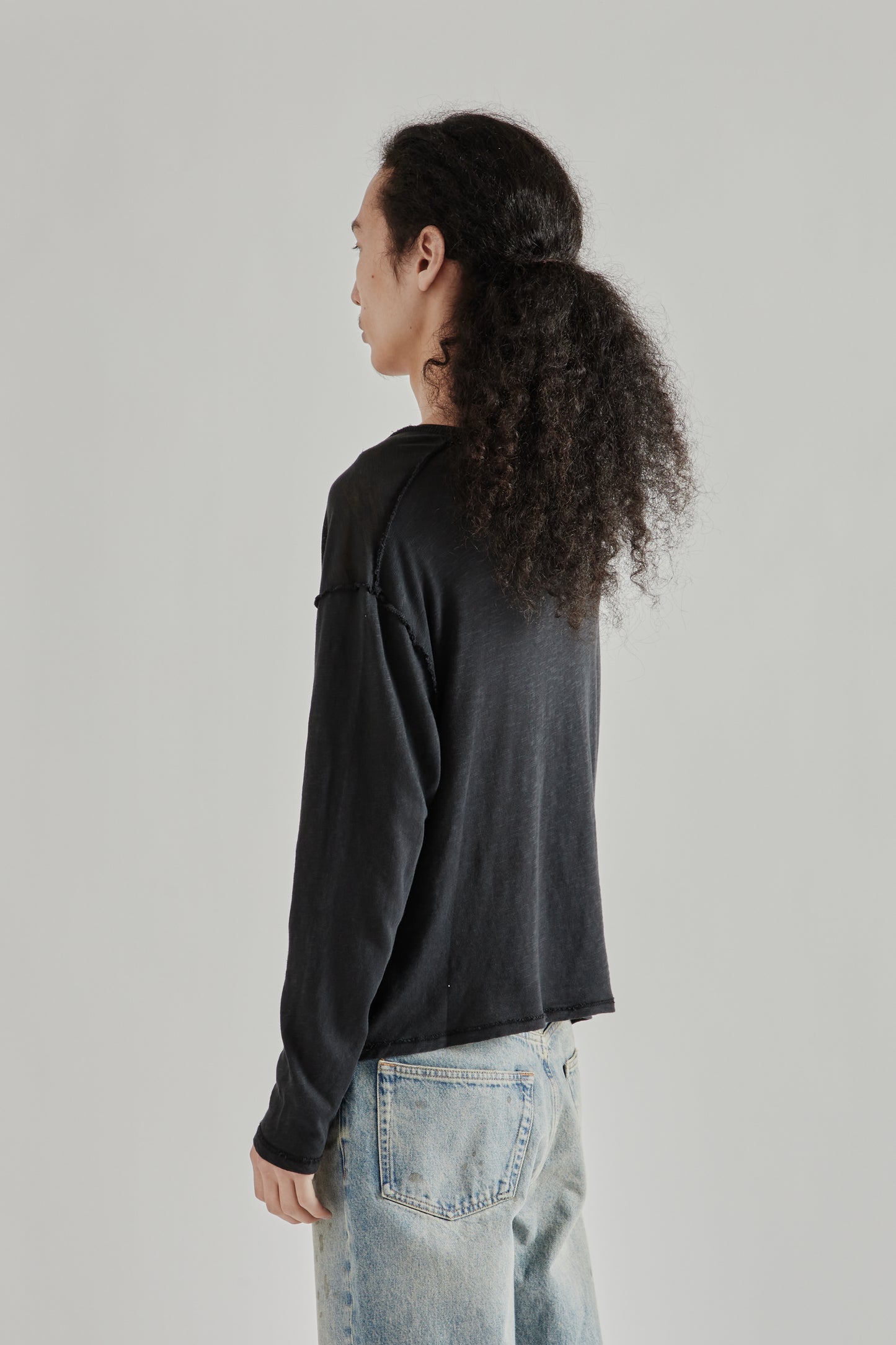 Fairly Normal SS26 Lightweight Long Sleeve Washed Black4