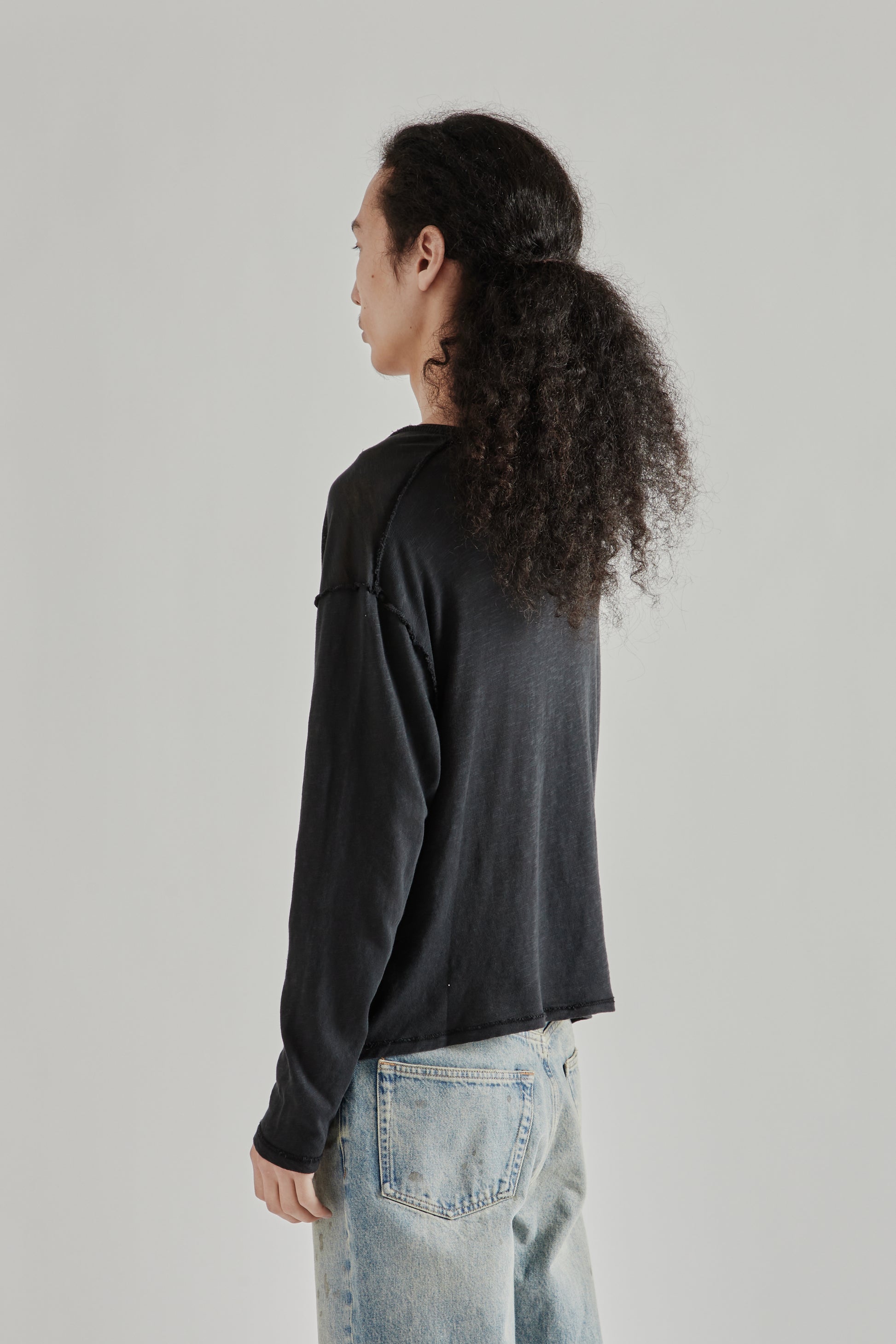 Fairly Normal SS26 Lightweight Long Sleeve Washed Black4