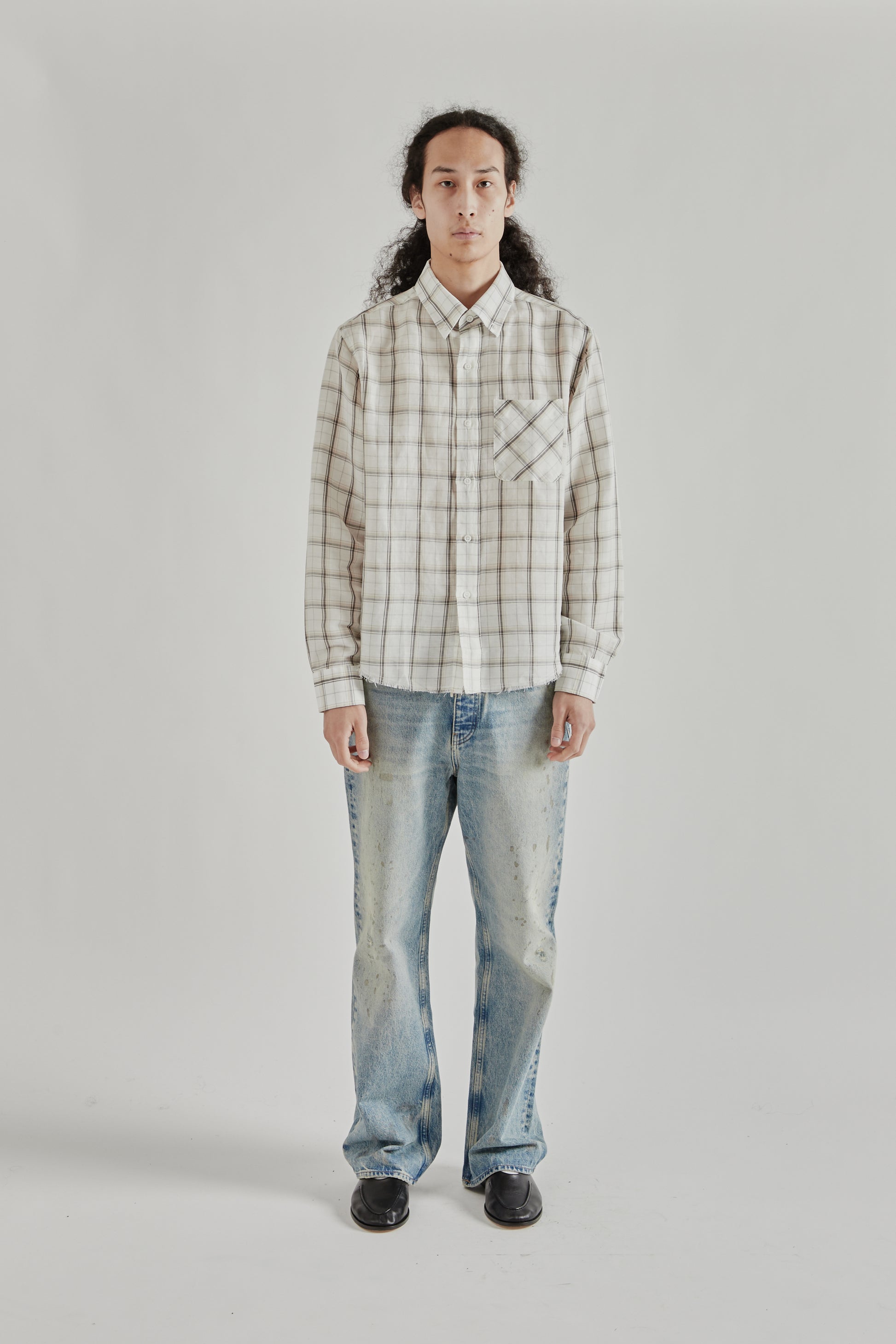 Fairly Normal SS26 Office Shirt Linen Plaid1231