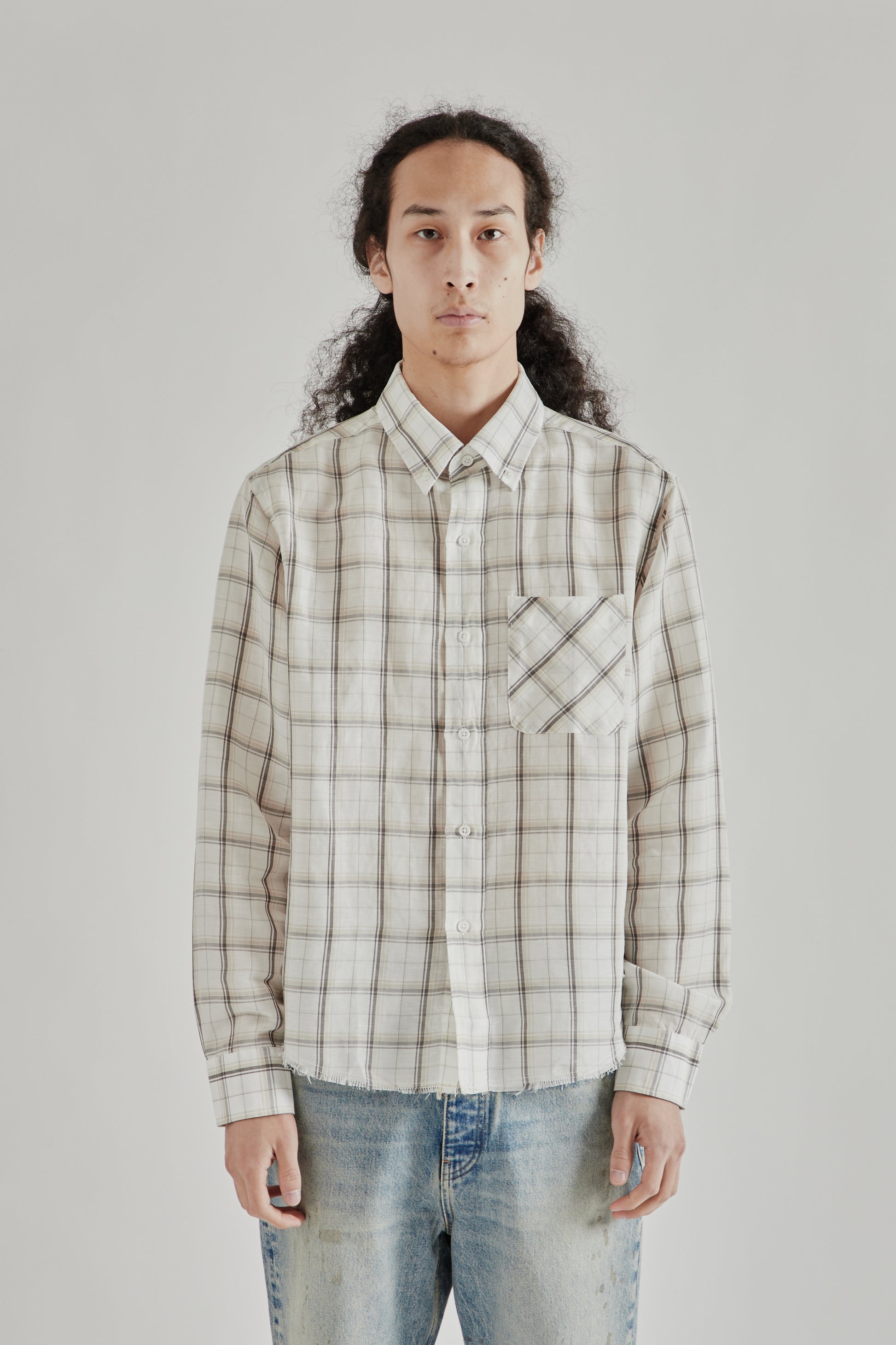 Fairly Normal SS26 Office Shirt Linen Plaid1233