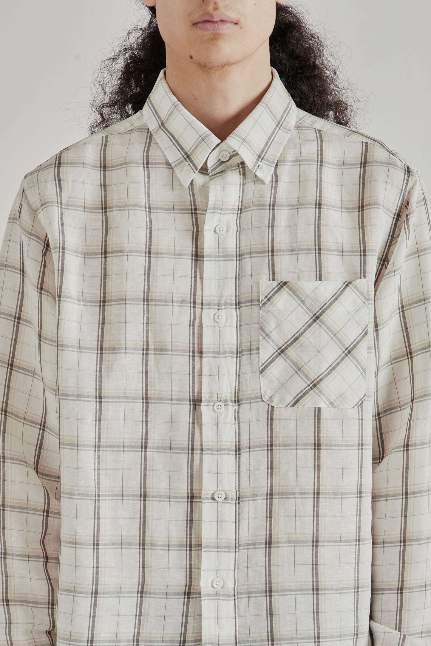 Fairly Normal SS26 Office Shirt Linen Plaid1242