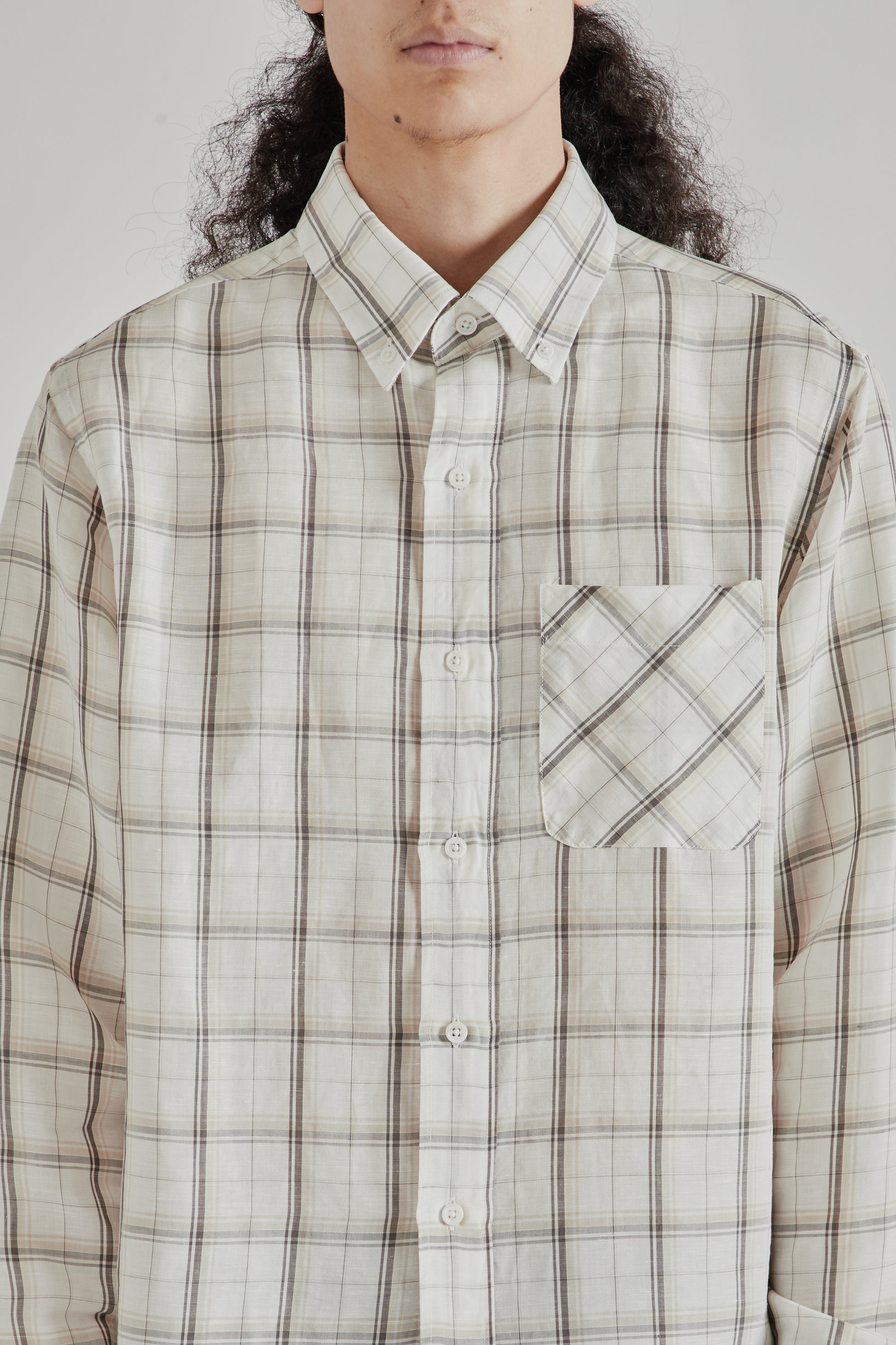 Fairly Normal SS26 Office Shirt Linen Plaid1242