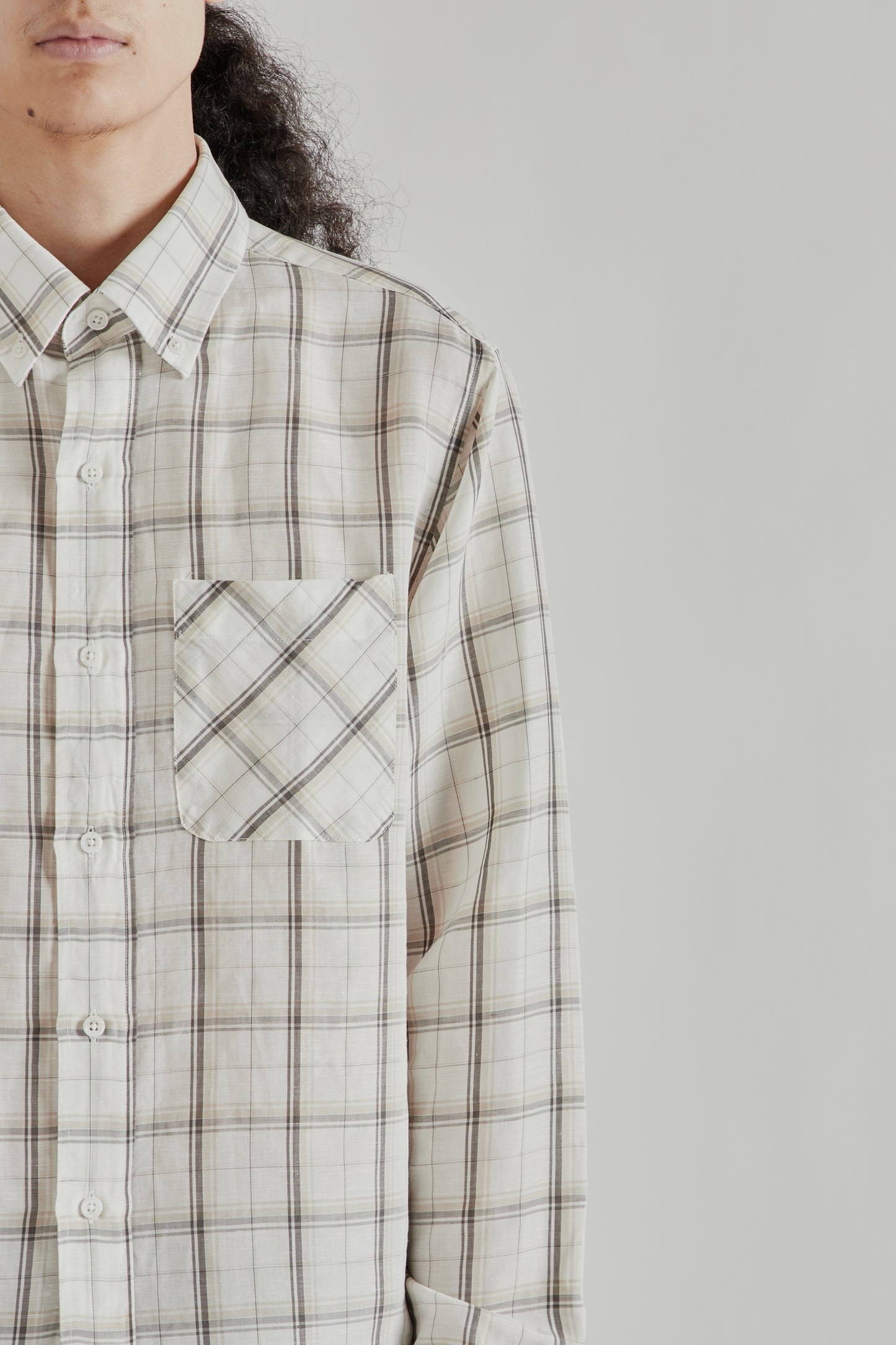 Fairly Normal SS26 Office Shirt Linen Plaid1243
