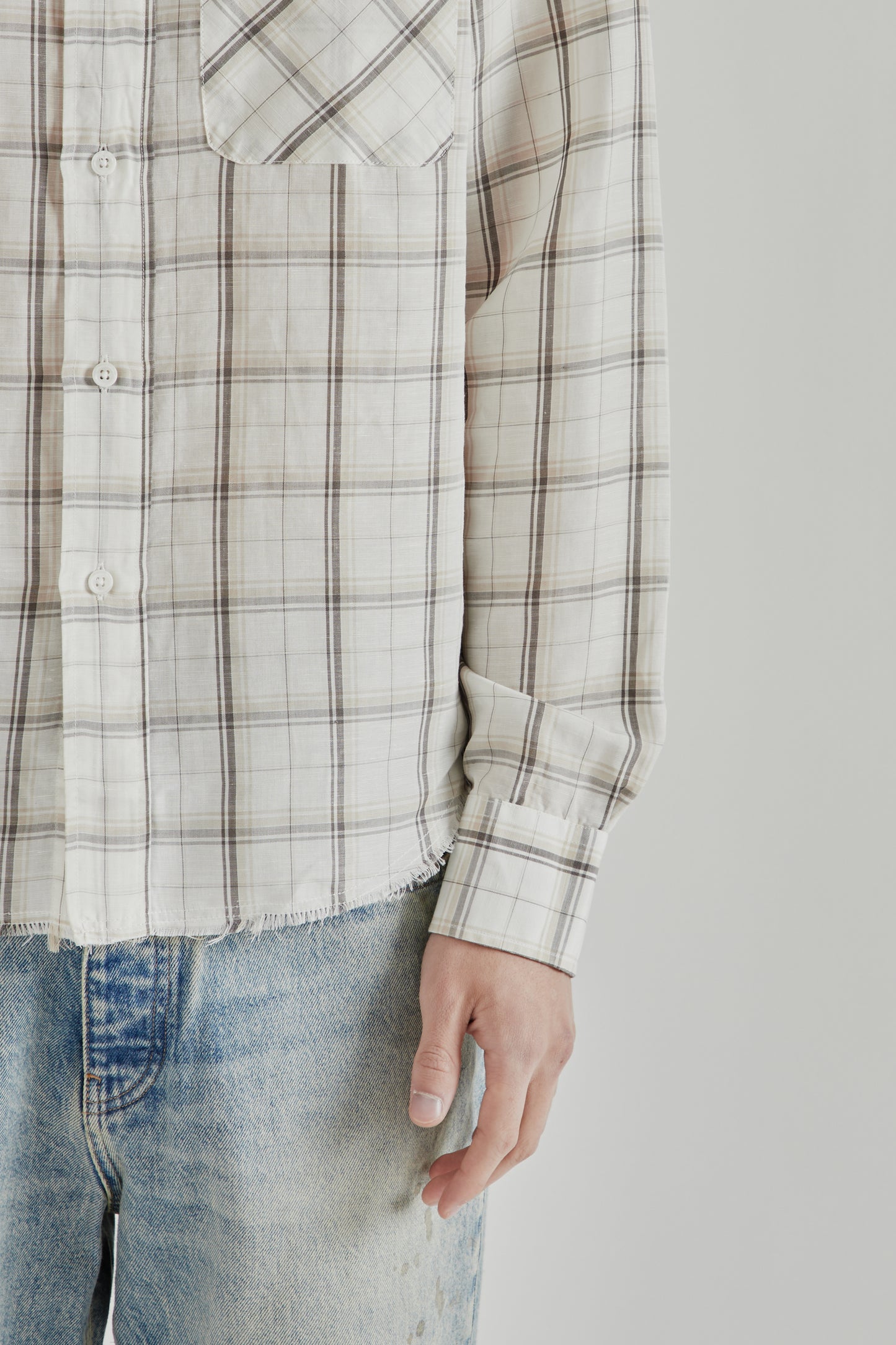 Fairly Normal SS26 Office Shirt Linen Plaid1244