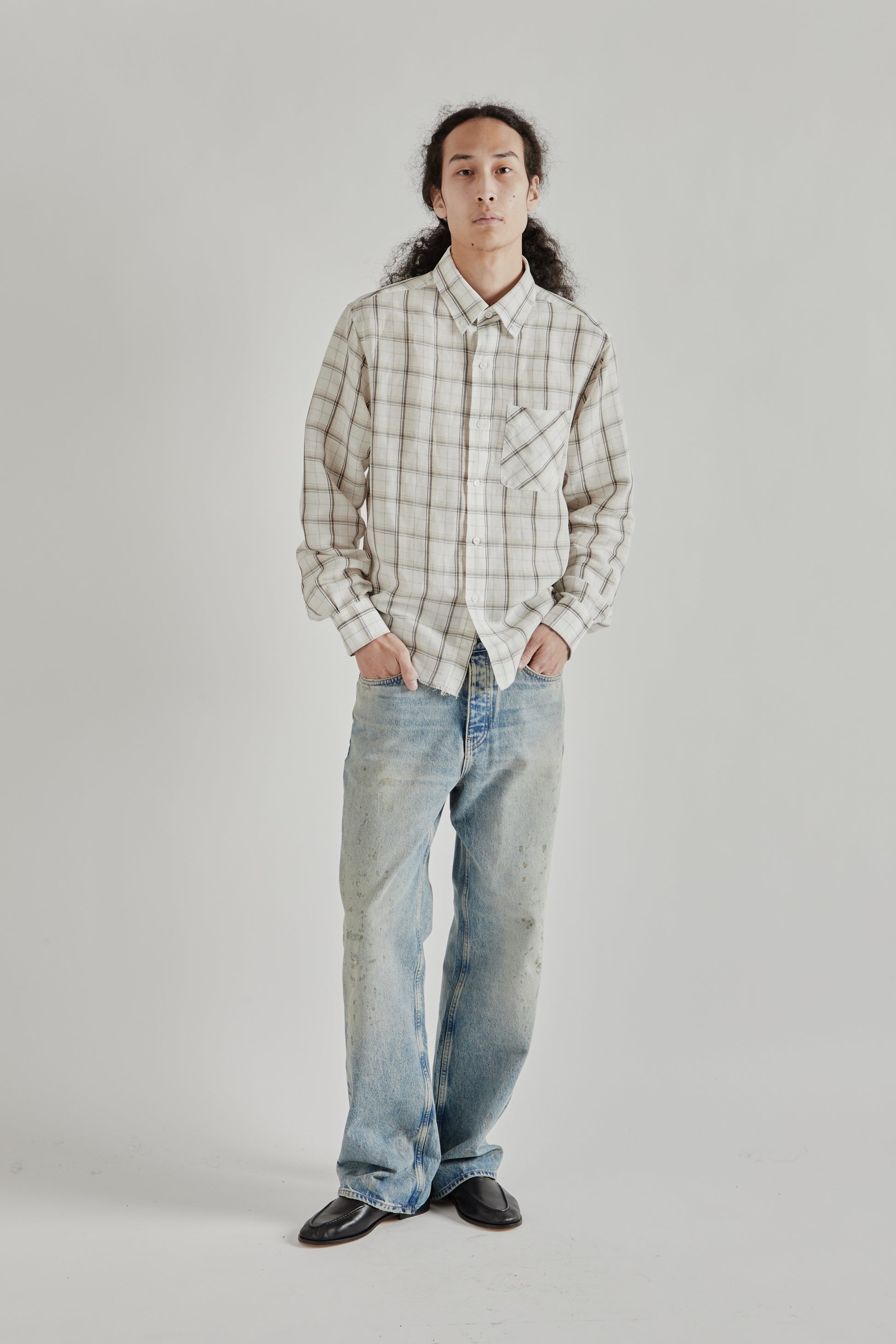 Fairly Normal SS26 Office Shirt Linen Plaid1245