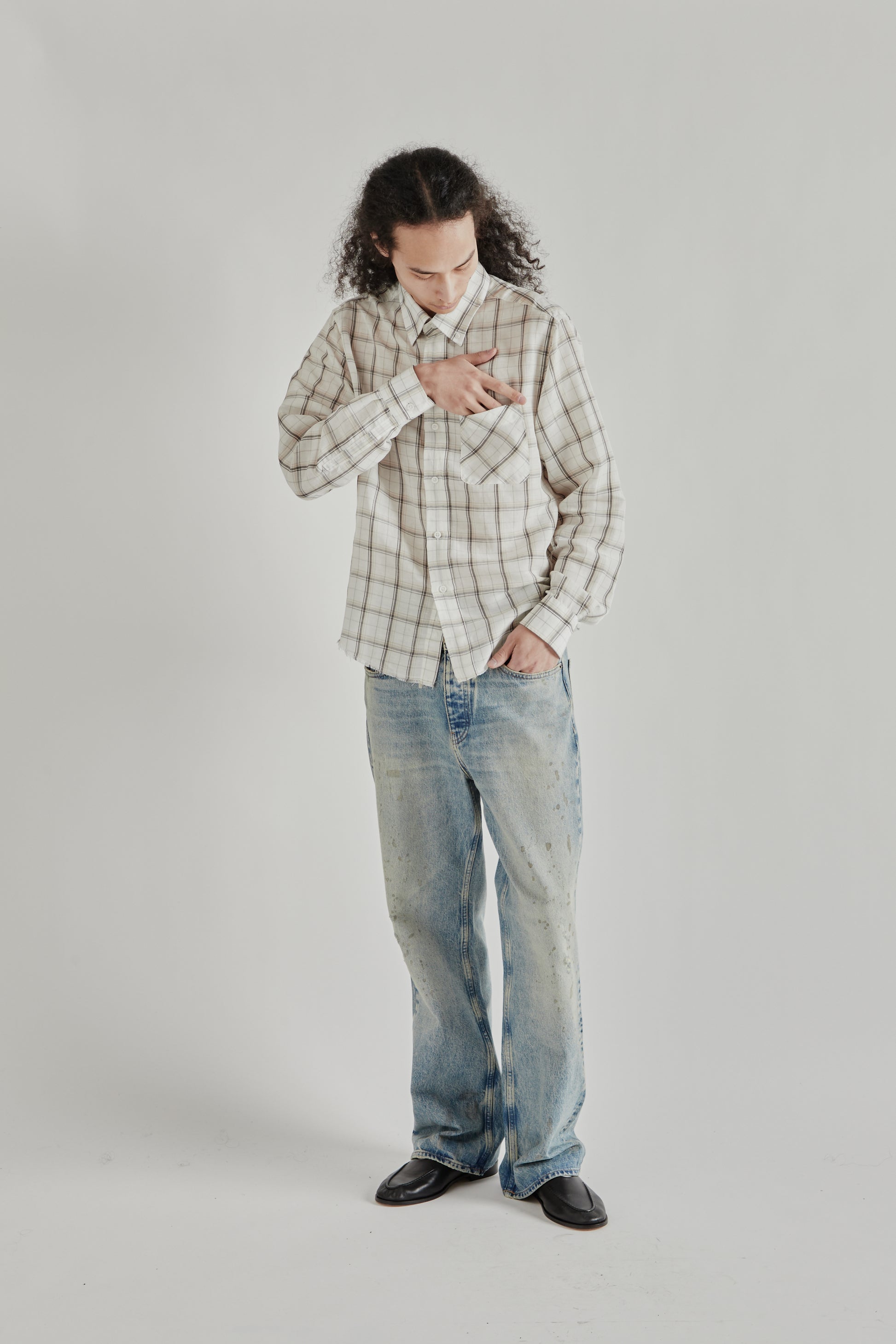 Fairly Normal SS26 Office Shirt Linen Plaid1248